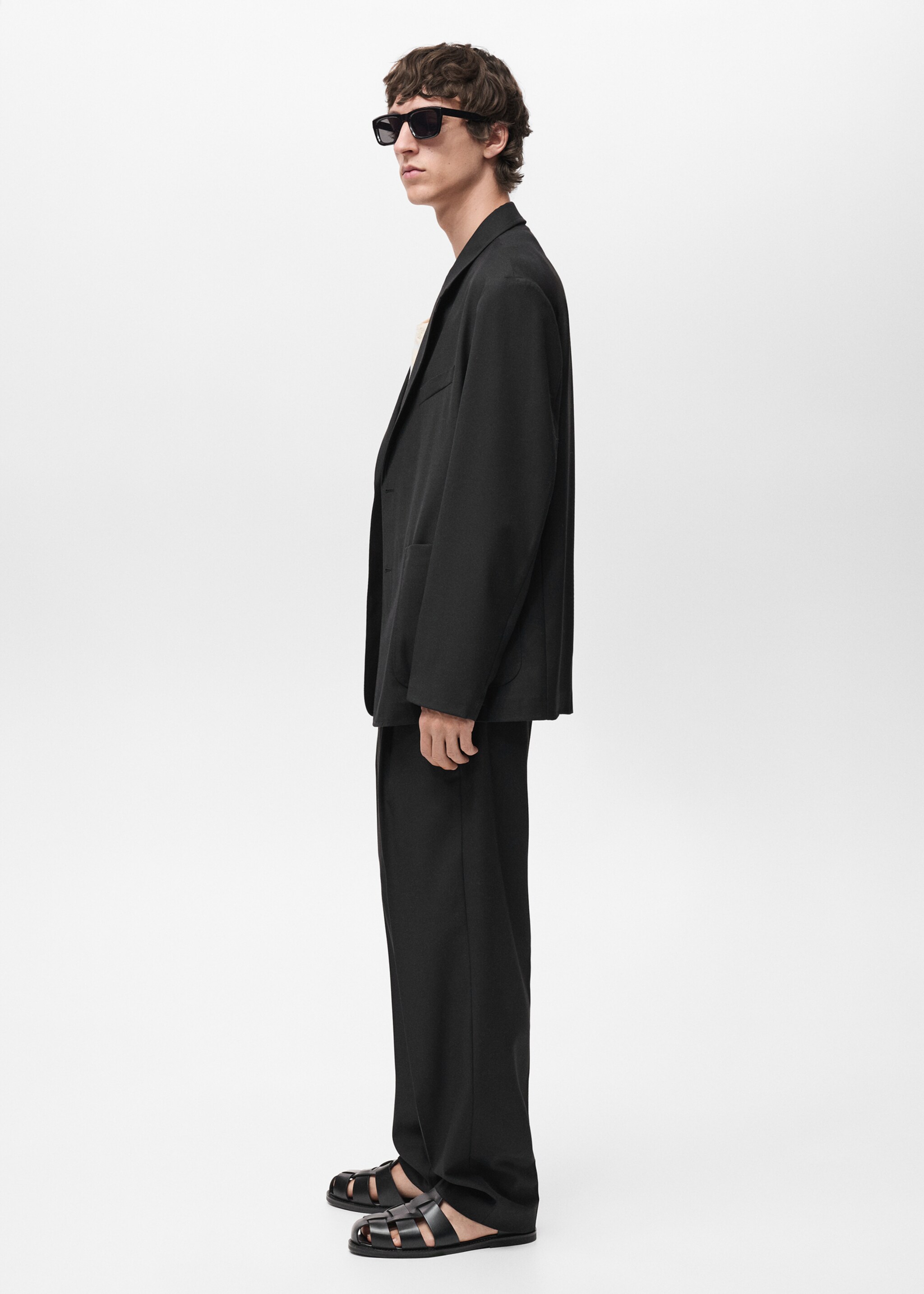 Relaxed fit suit blazer - Details of the article 2, Black. Ref: 87074399-00.