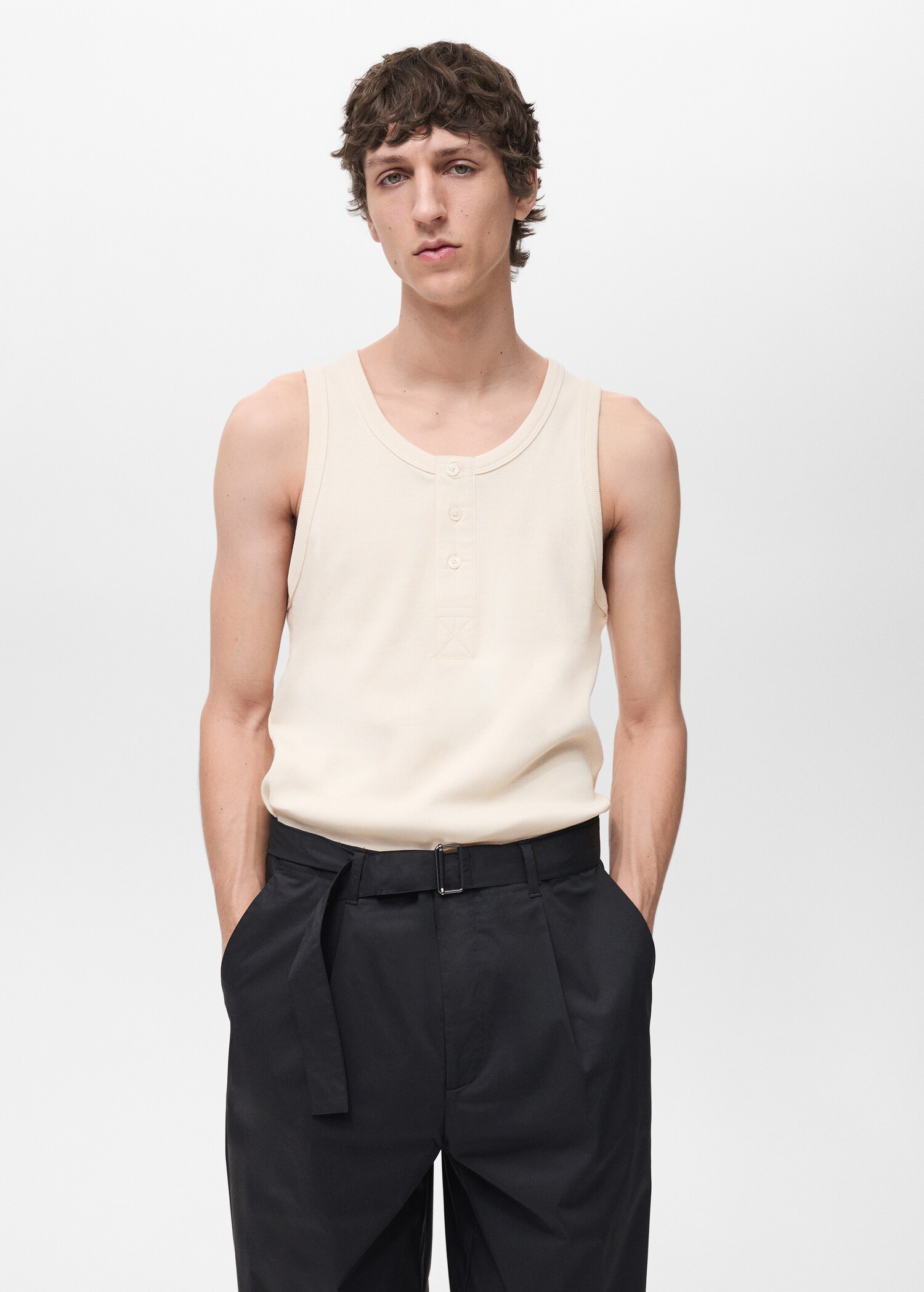 100% cotton t-shirt with buttons - Medium plane