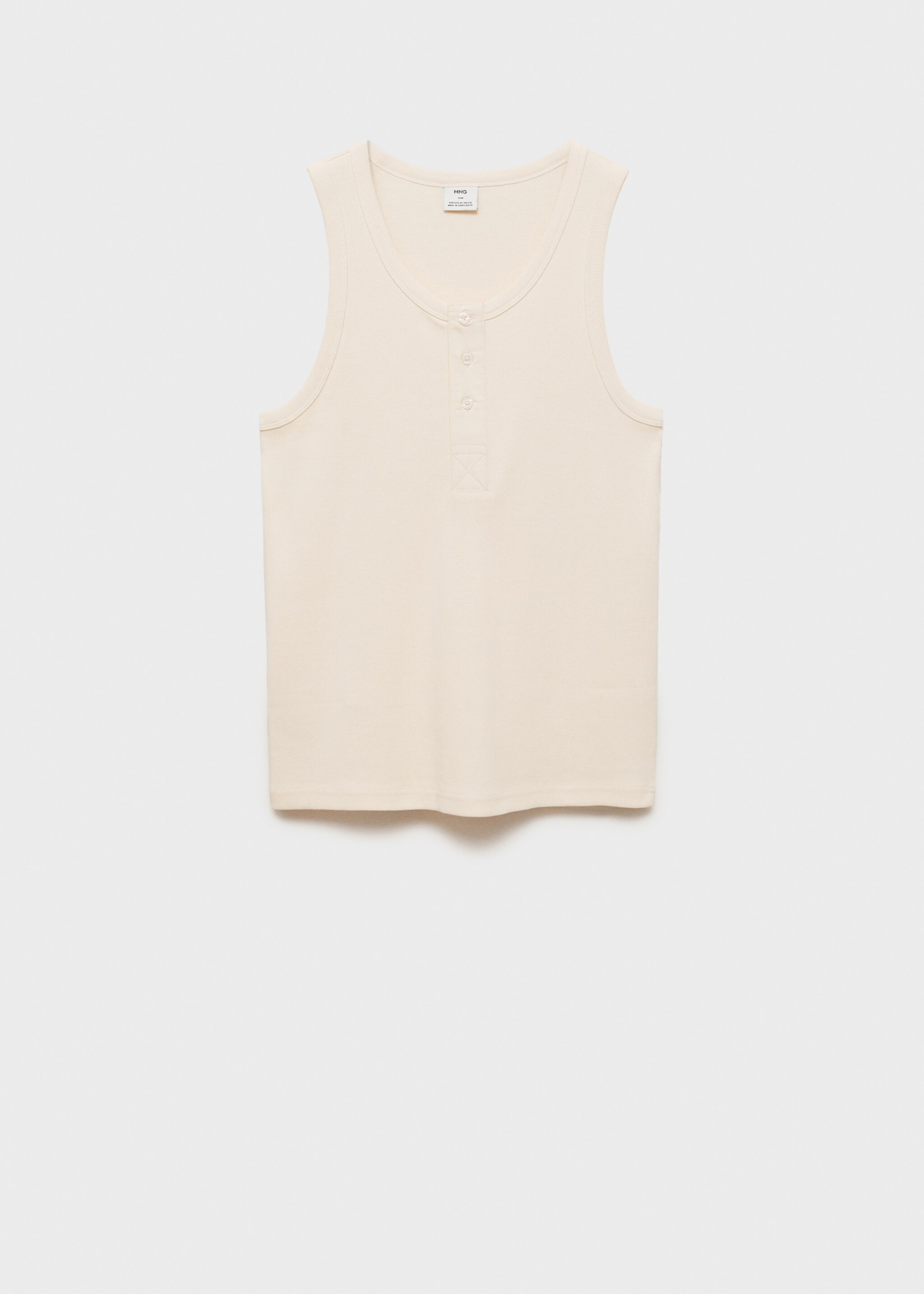 100% cotton t-shirt with buttons - Article without model, Ecru. Ref: 87074409-00.