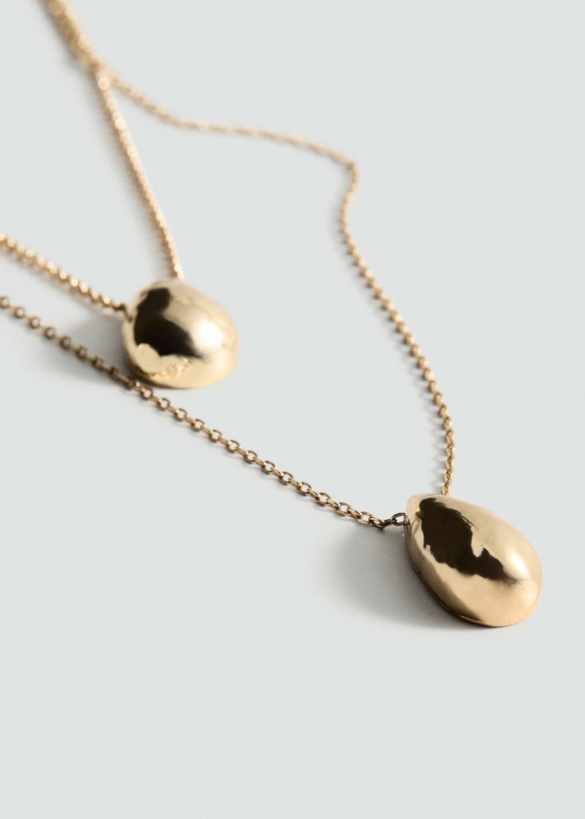 Double-drop pendant necklace - Medium plane, Gold. Ref: 87074411-00.