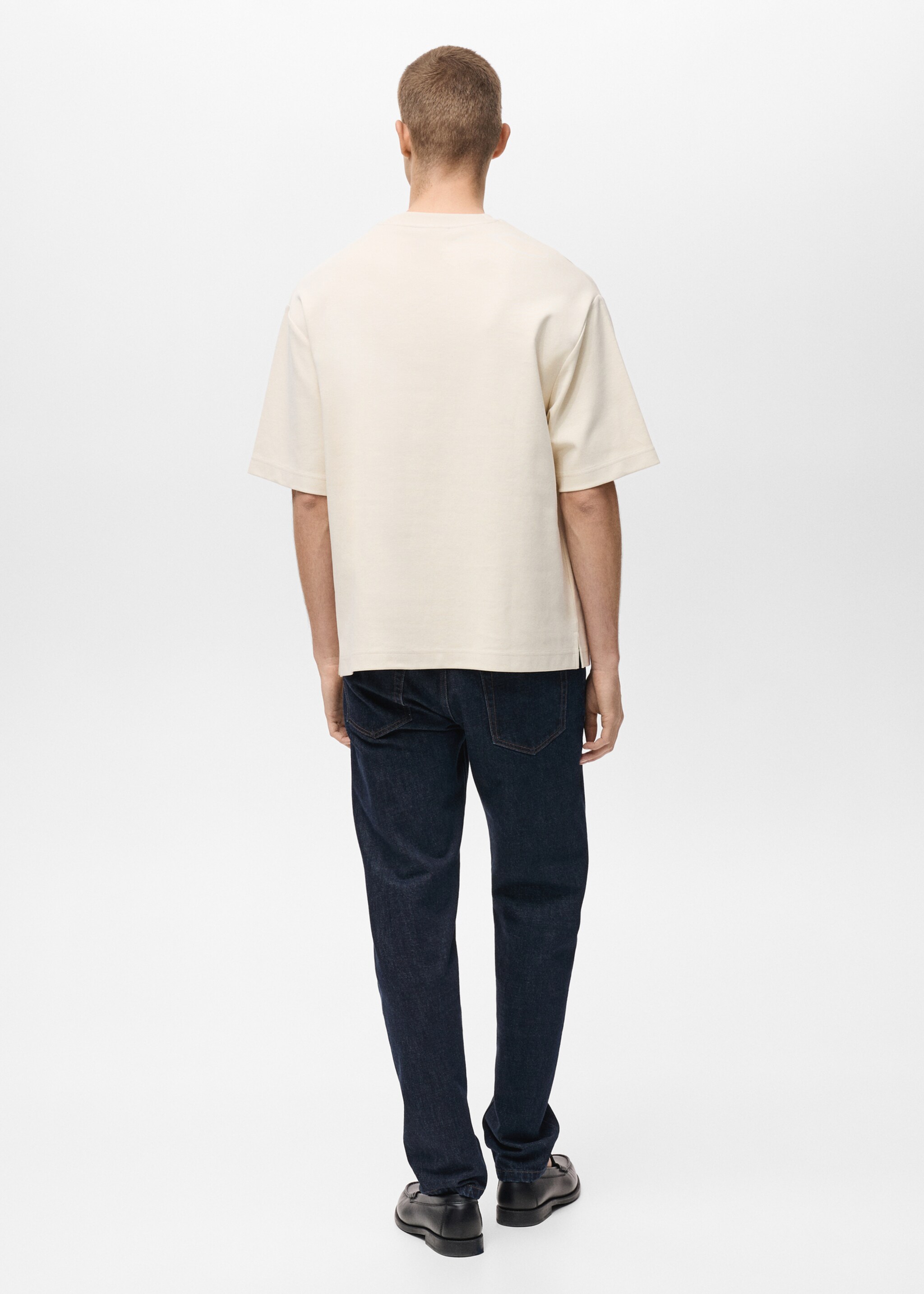 Oversized-T-Shirt aus Baumwolle mit Tasche - Rückseite des Artikels, Ecru. Ref: 87074416-00.