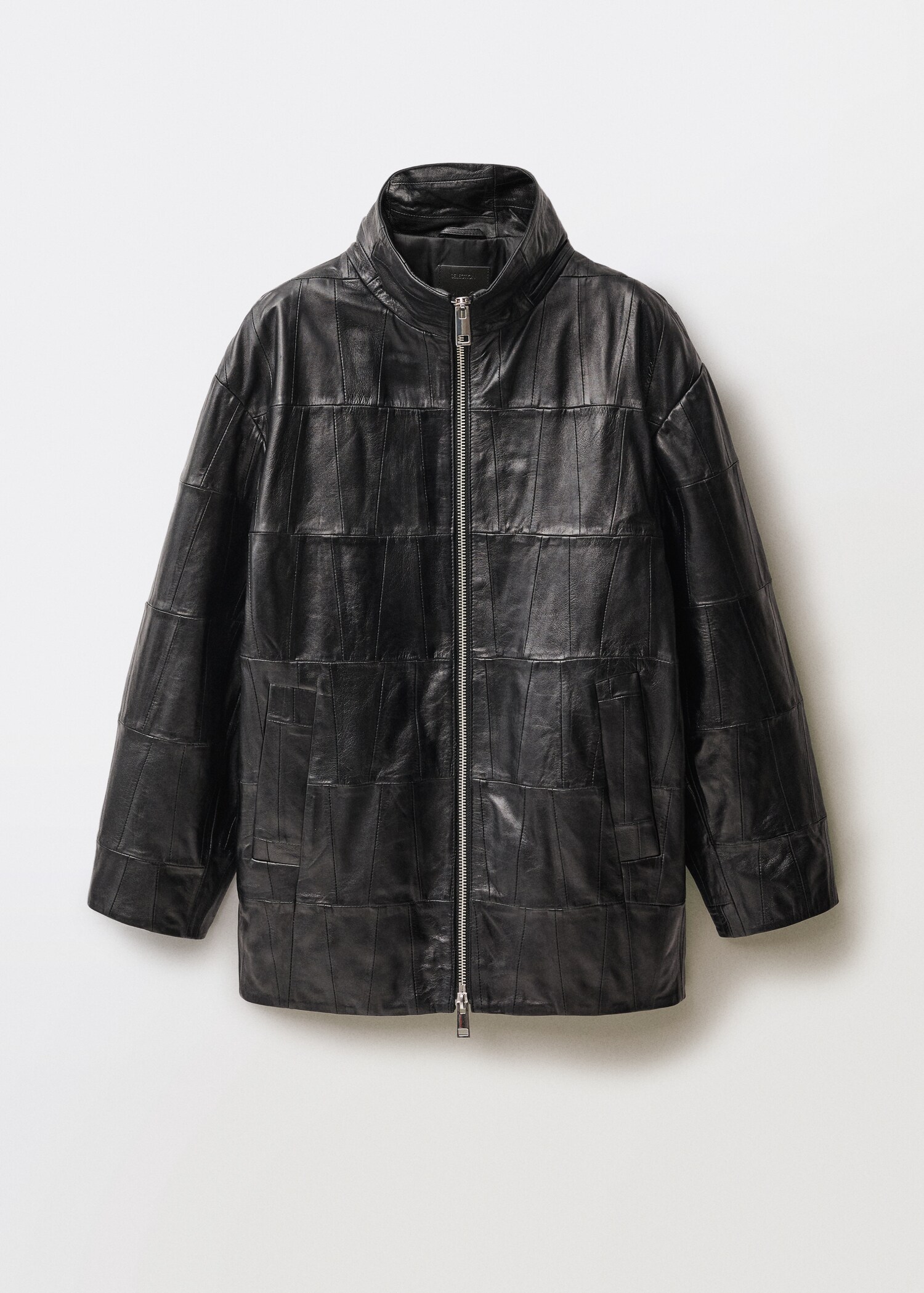 Oversized patchwork leather coat - Article without model