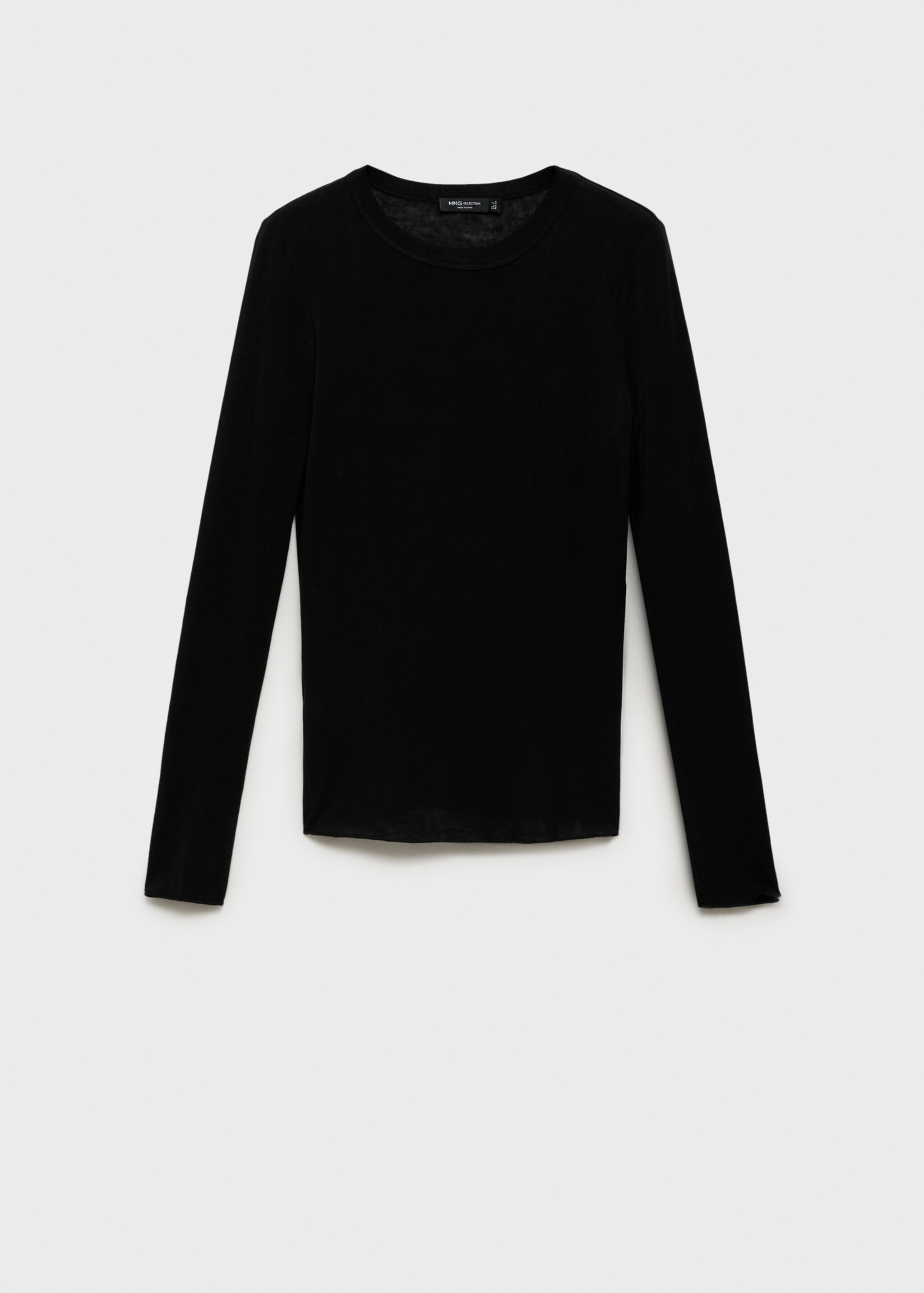 Samarreta barreja llana màniga llarga - Article sense model, Negre. Ref: 87074420-00.