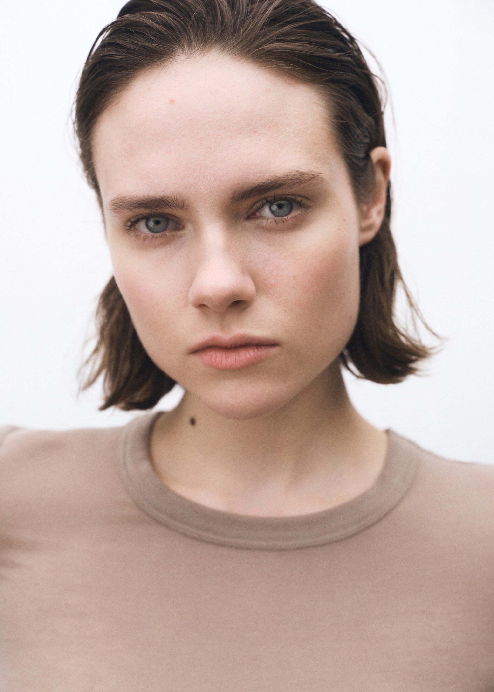 Langarm-T-Shirt aus Wollgemisch - Mittlere Ansicht, Hellbraun/Pastellbraun. Ref: 87074420-00.