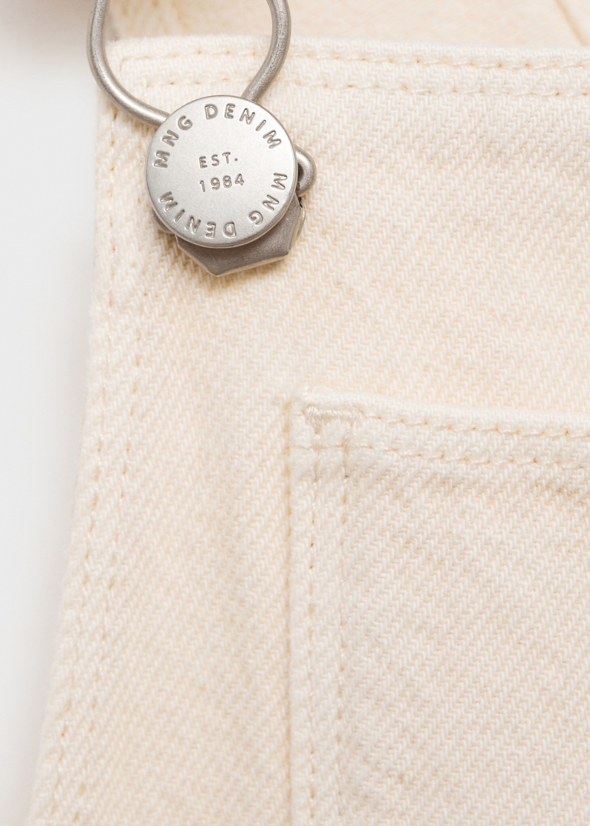 Long denim overalls with pocket - Details of the article 0, Ecru. Ref: 87074781-00.