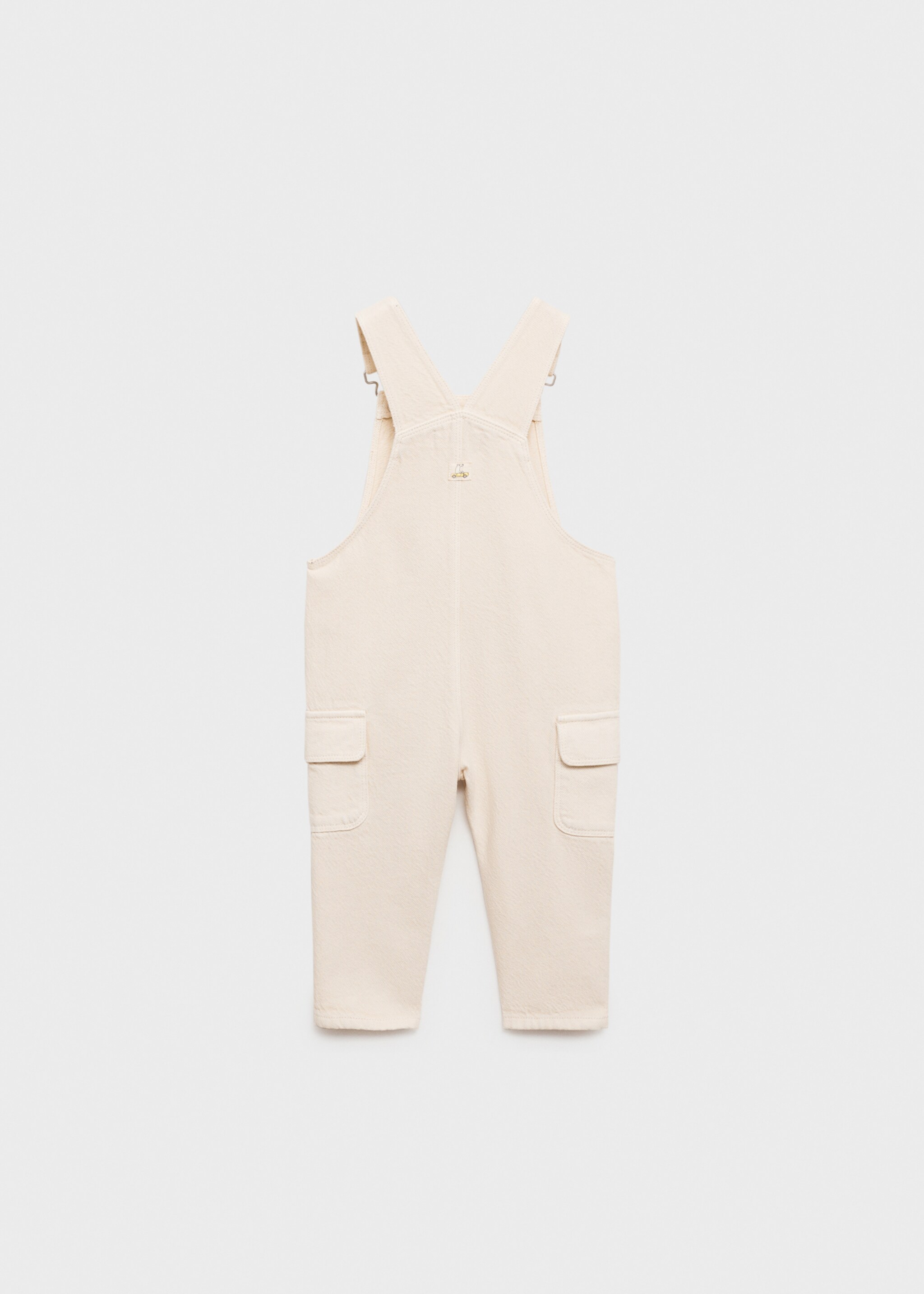 Long denim overalls with pocket - Reverse of the article, Ecru. Ref: 87074781-00.