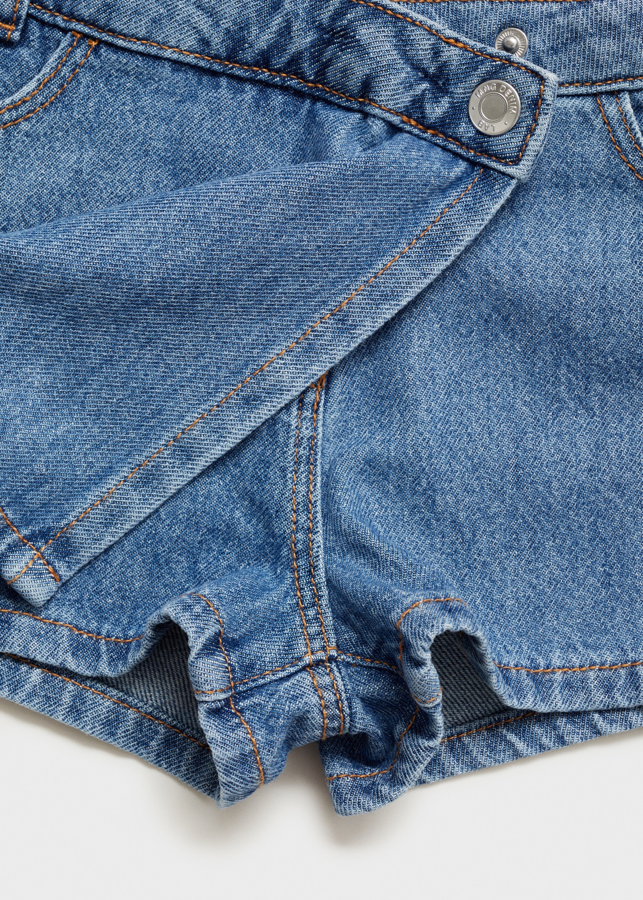Wrapped denim skort - Details of the article 8, Medium Blue. Ref: 87074794-00.