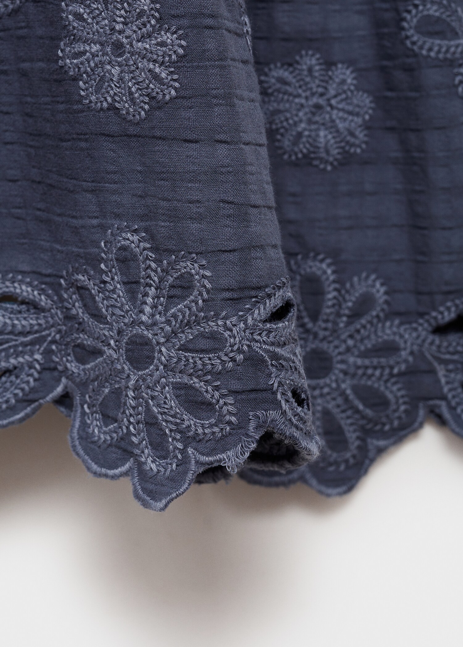 Embroidered textured dress - Details of the article 0