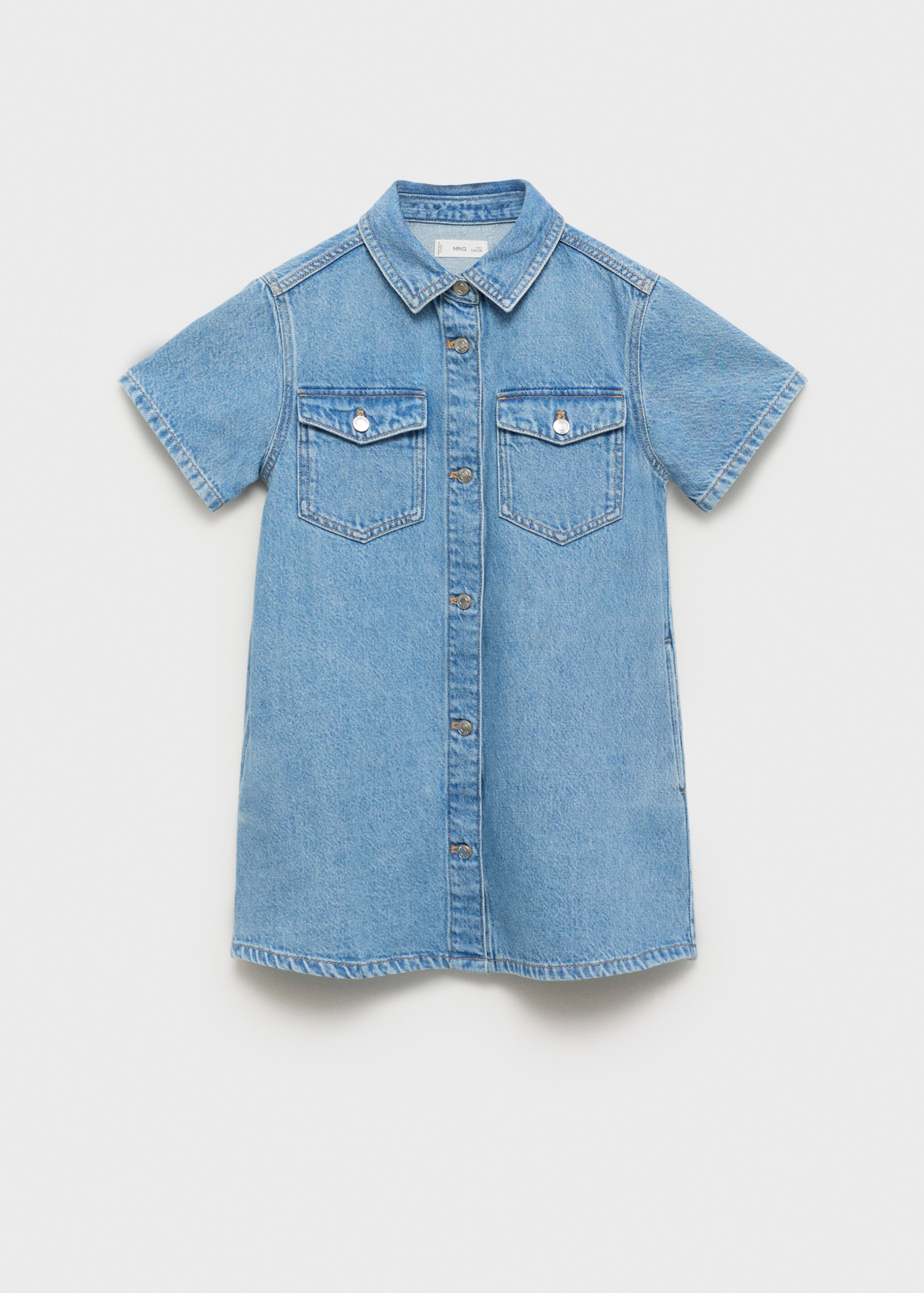 Kurzes Jeanskleid - Artikel ohne Model, Mittelblau. Ref: 87074799-00.