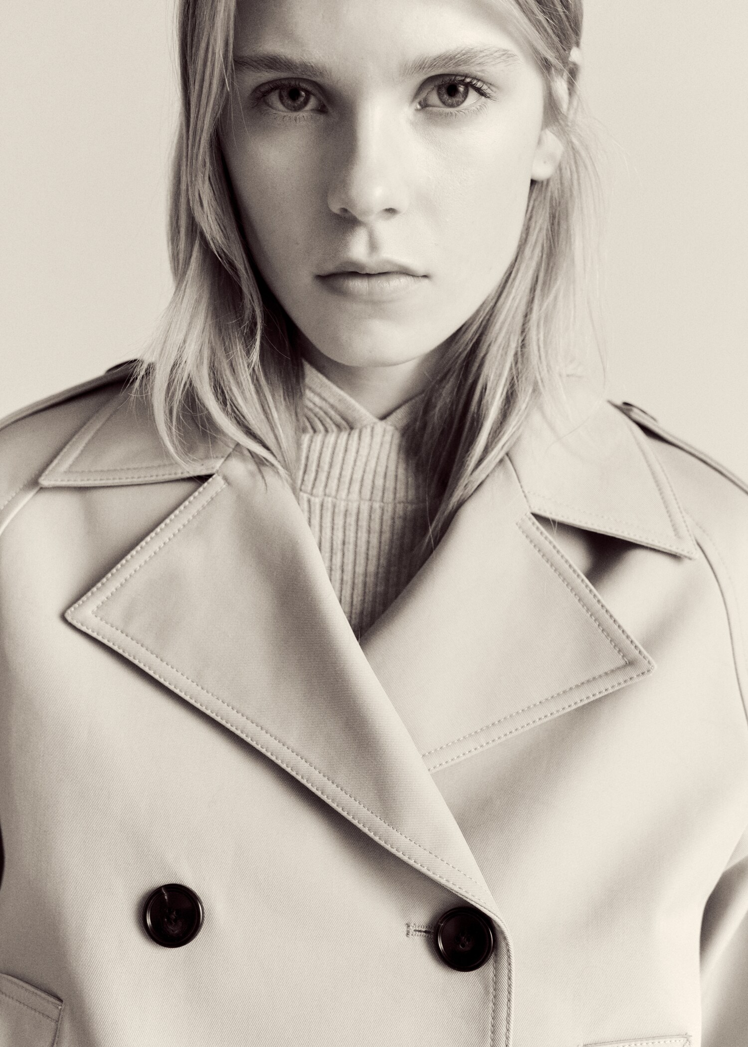 Trench crop algodón doble botonadura - Detalle del artículo 1