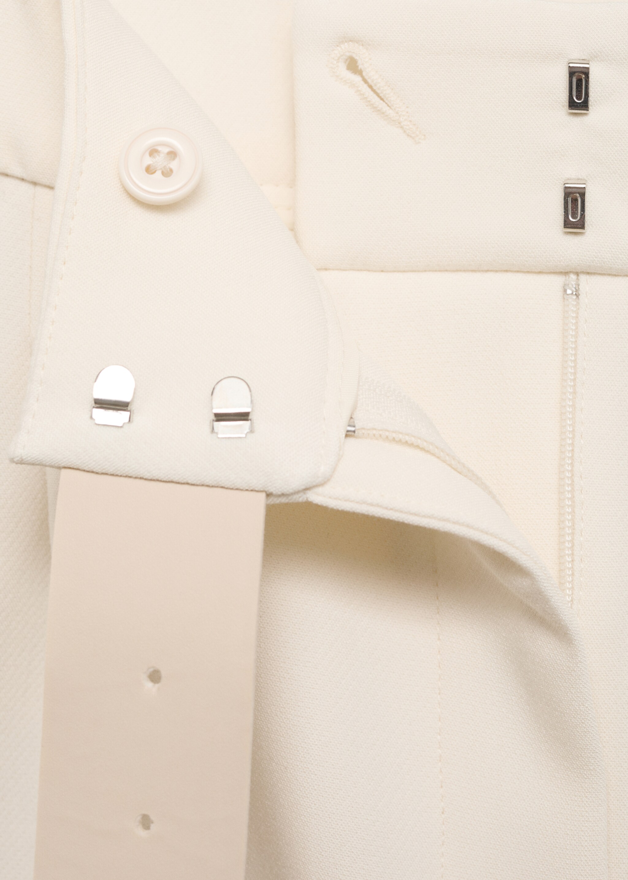 Belt straight-fit trousers - Details of the article 0, Ecru. Ref: 87074811-00.