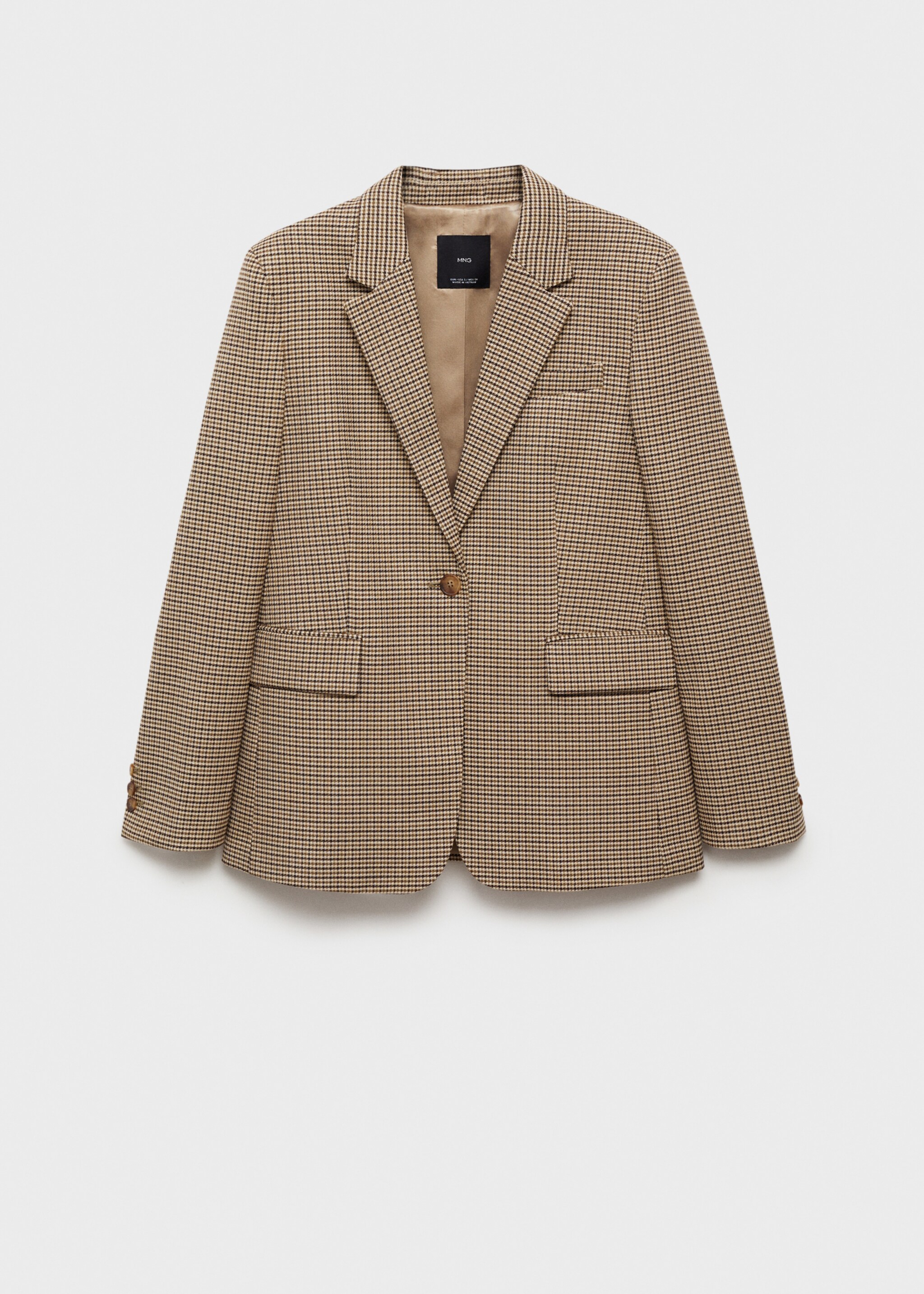 Straight-fit micro-houndstooth jacket - Article without model, Brown. Ref: 87075141-00.