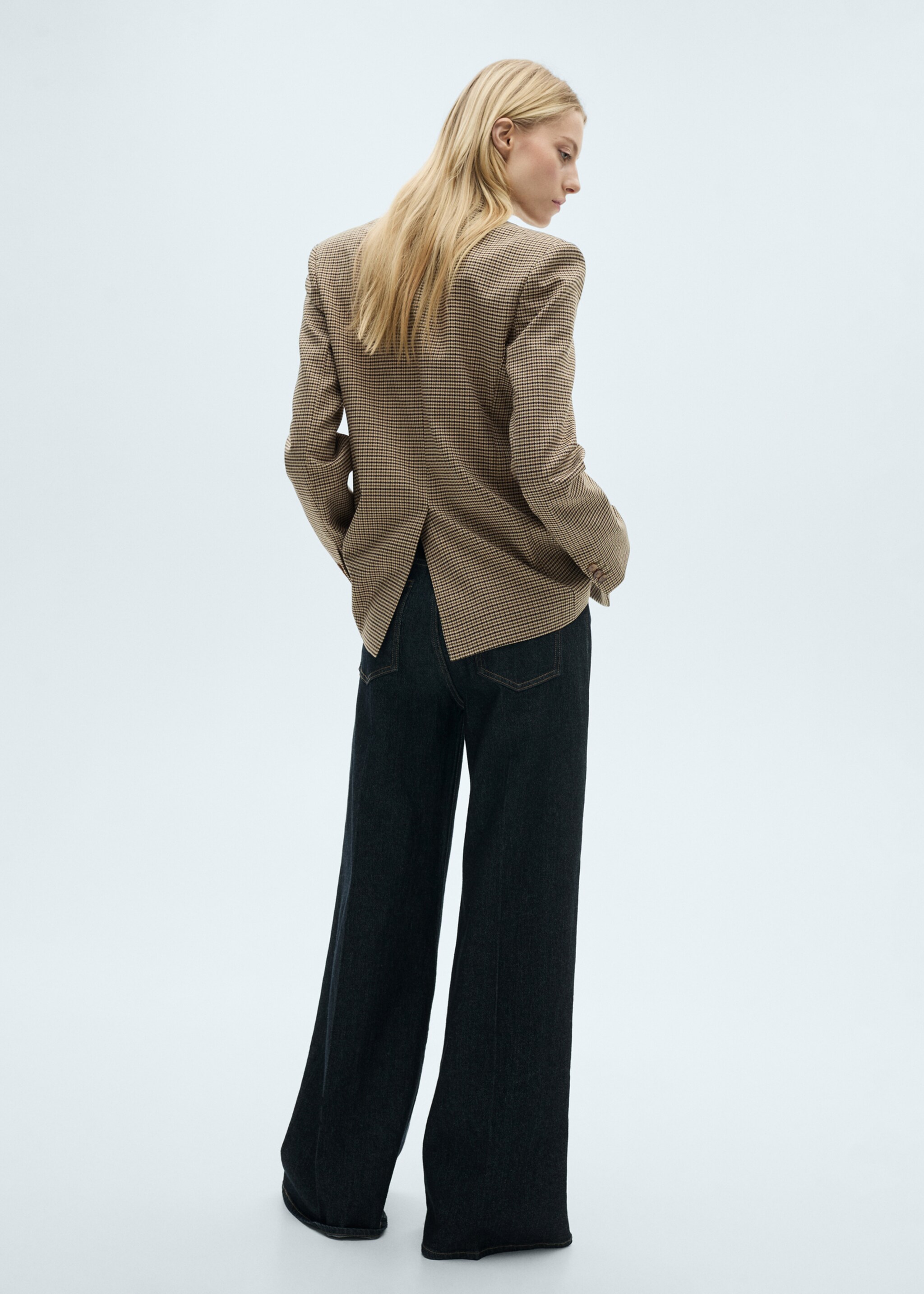 Straight-fit micro-houndstooth jacket - Reverse of the article, Brown. Ref: 87075141-00.