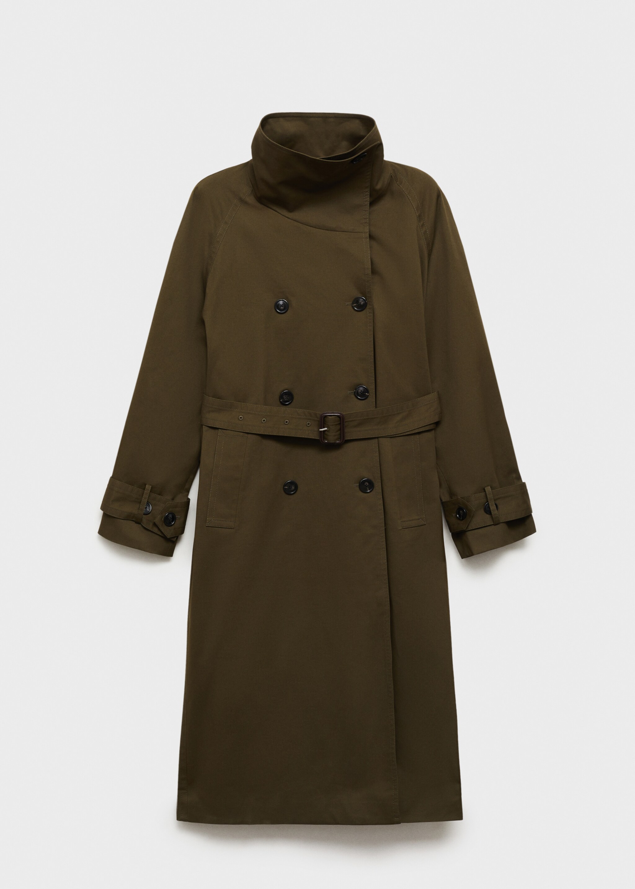 Long double-breasted trench coat - Article without model, Khaki. Ref: 87075142-00.