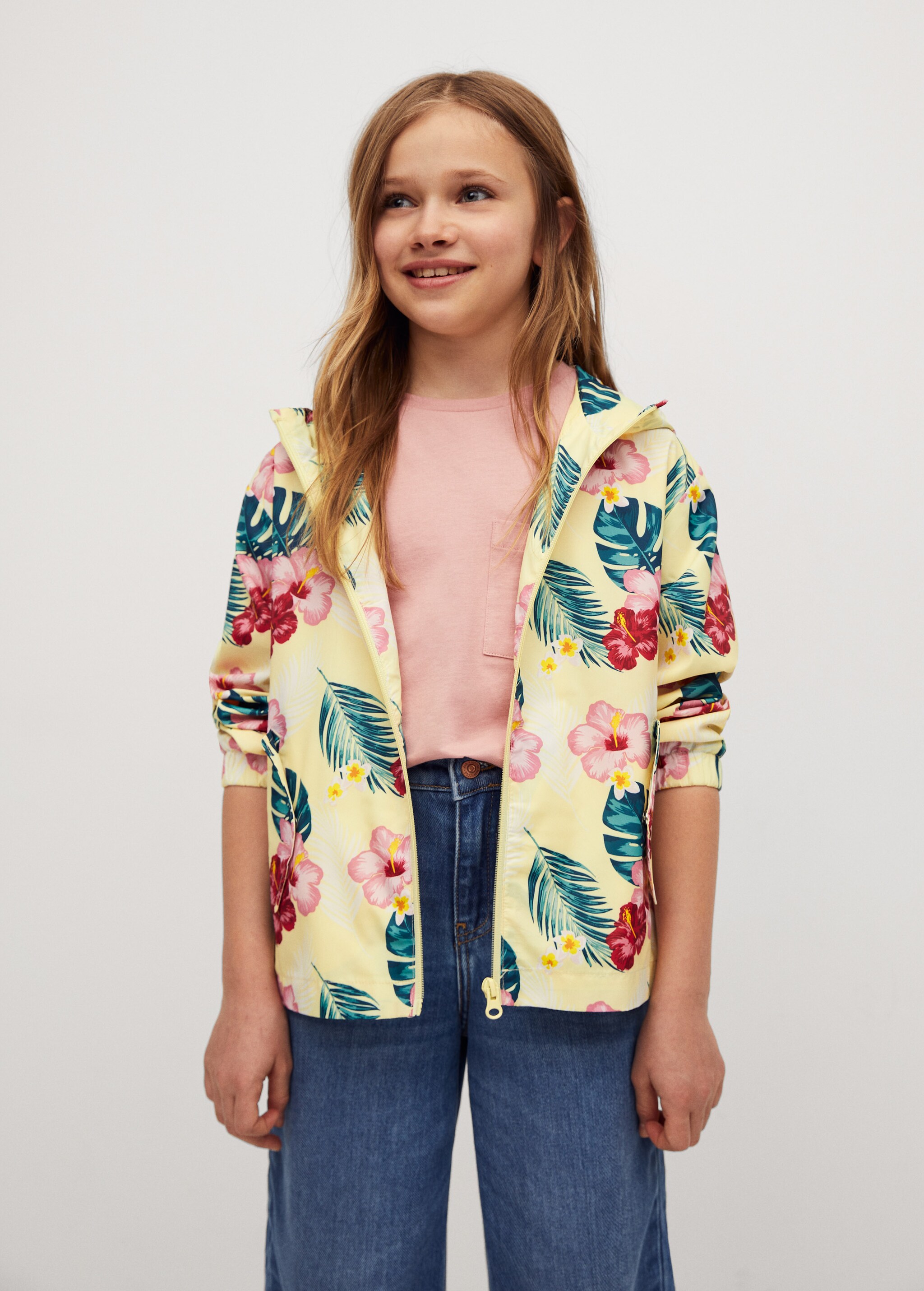 Chaqueta estampada capucha - Plano medio