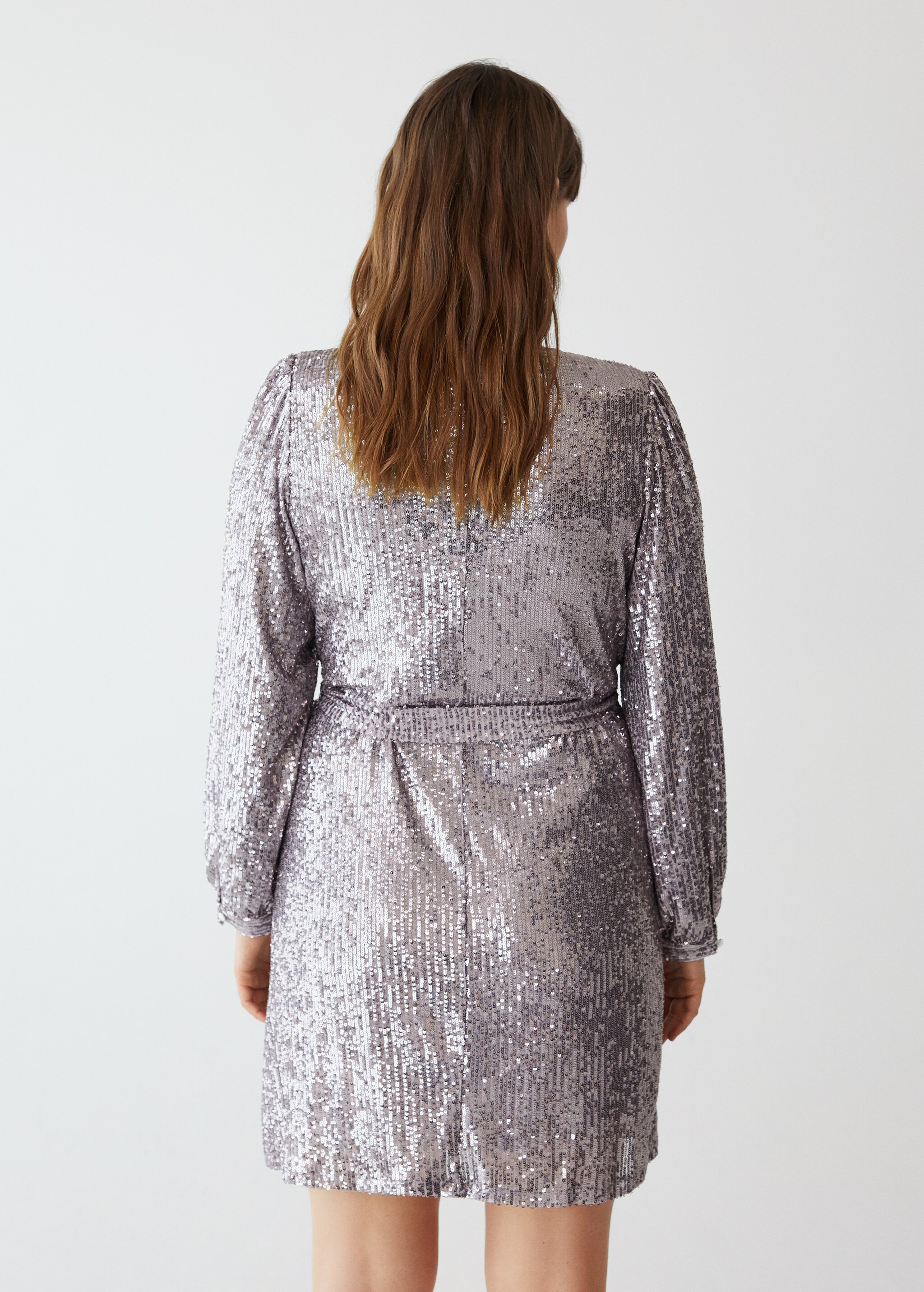 Vestido lentejuelas cinturón - Reverso del artículo