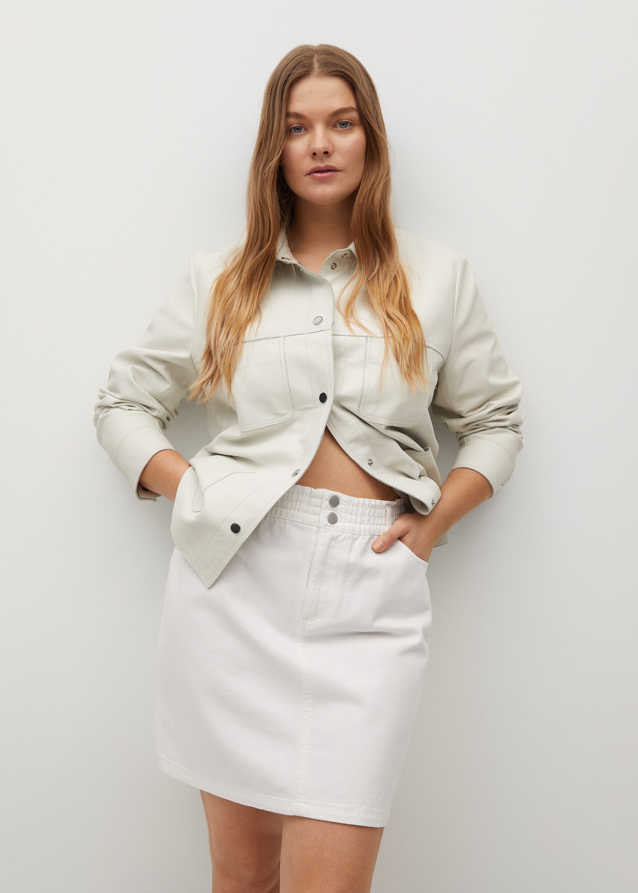 Denim miniskirt with drawstring  - Details of the article 1