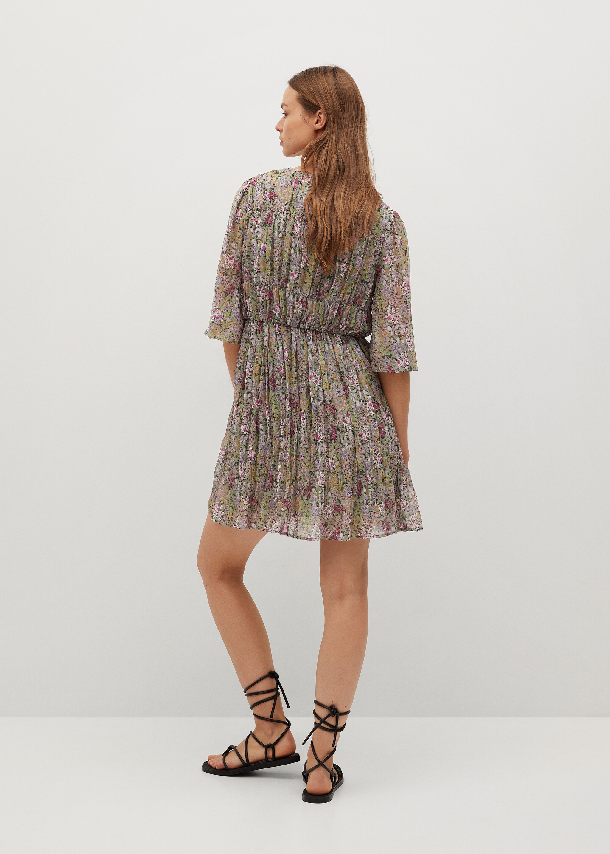 Vestido plisado estampado - Reverso del artículo