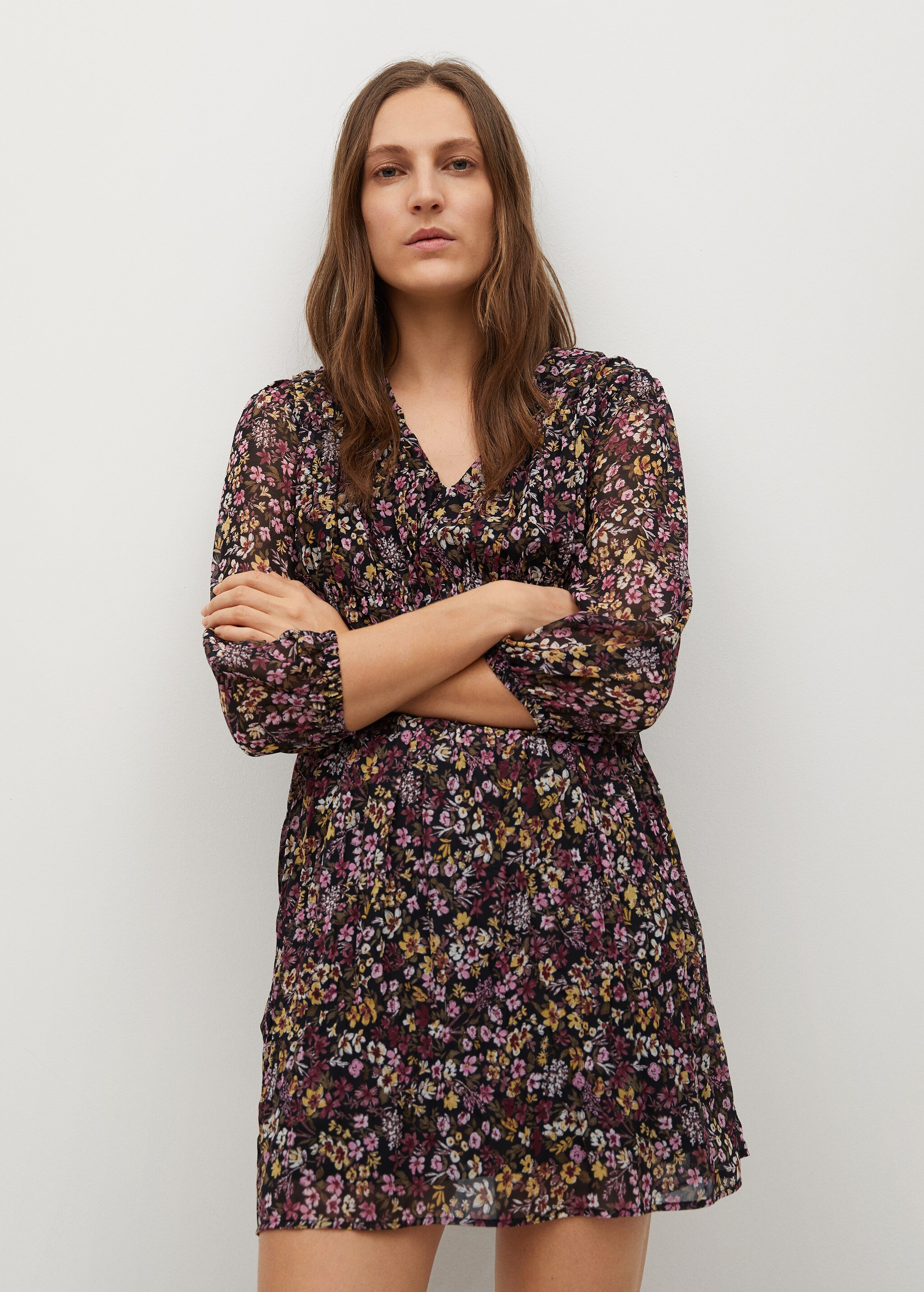 Vestido plisado estampado - Plano medio