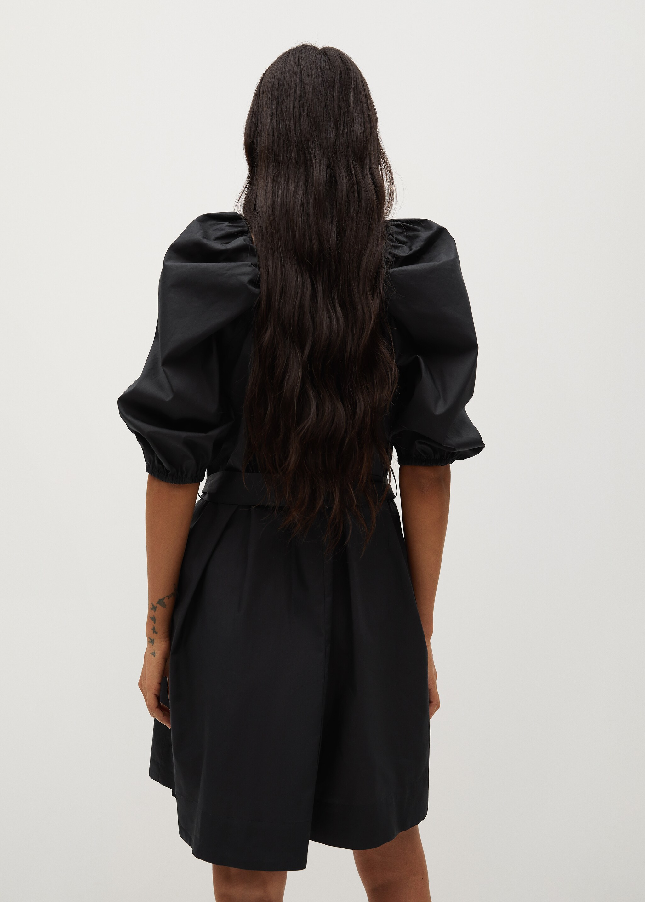 Vestido popelín manga abullonada - Reverso del artículo