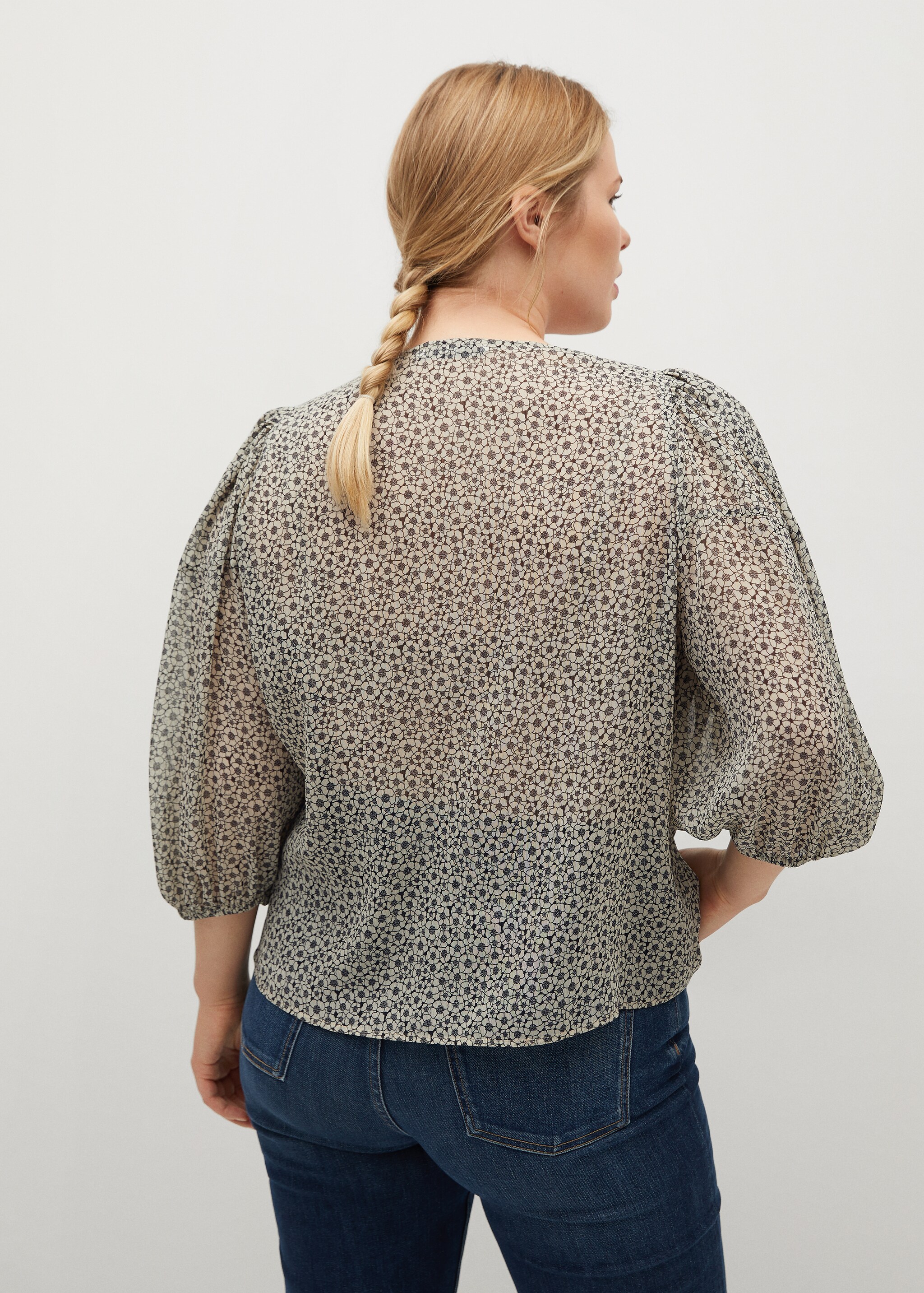 Blusa manga abullonada estampada - Reverso del artículo