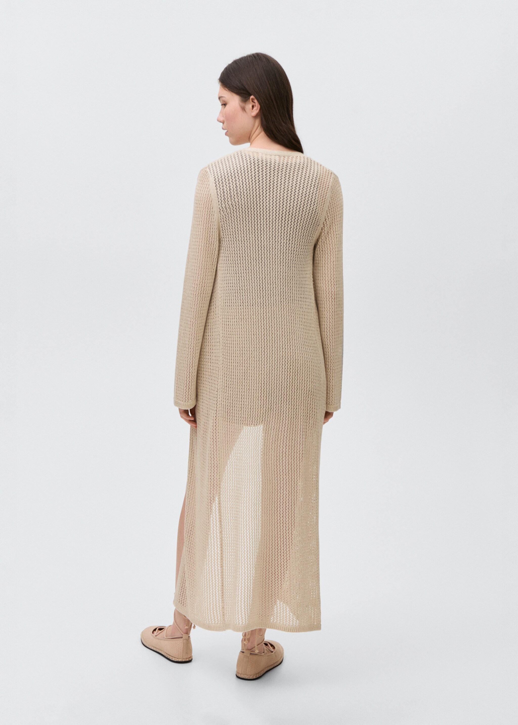 Cardigan long maille ajourée - Verso de l’article, Or. Ref: 87075727-00.