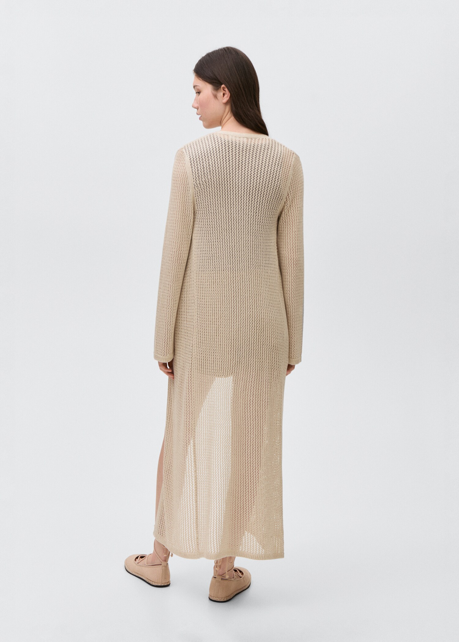 Cardigan long maille ajourée - Verso de l’article