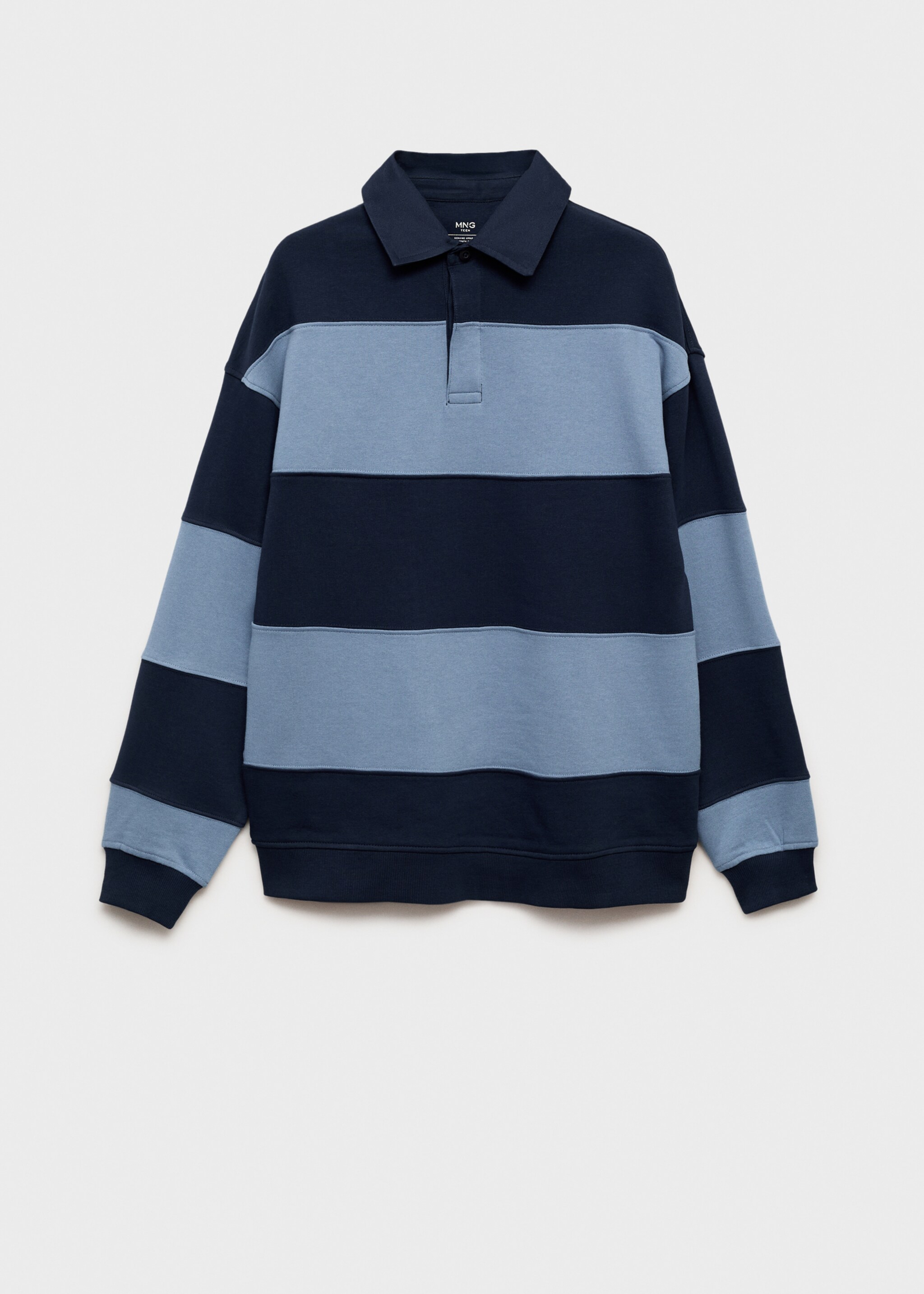 Pruhovaná mikina s polo límečkem - Zboží bez modelu, Námořnická modrá. Ref: 87075739-00.