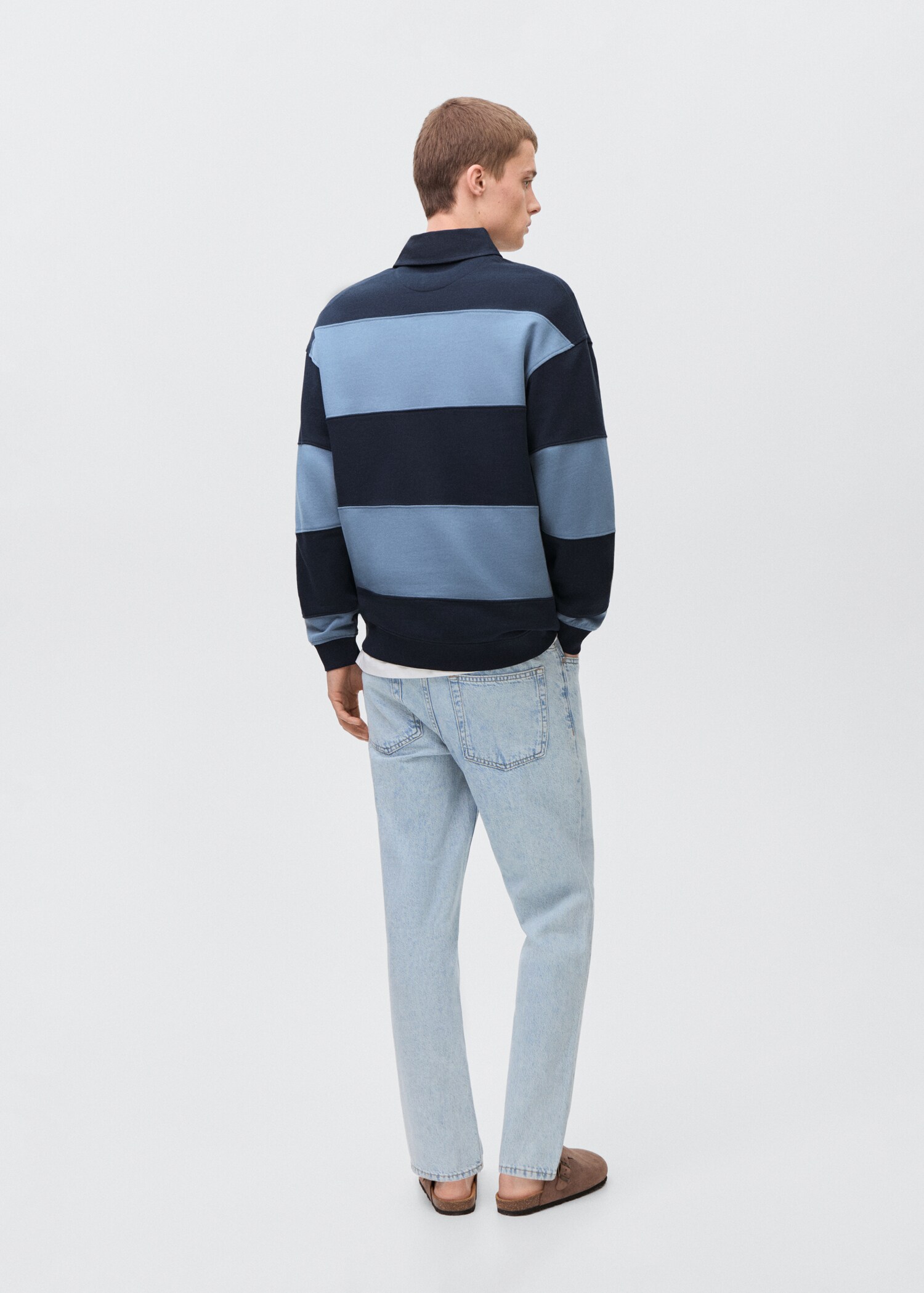 Pruhovaná mikina s polo límečkem - Zadní strana zboží