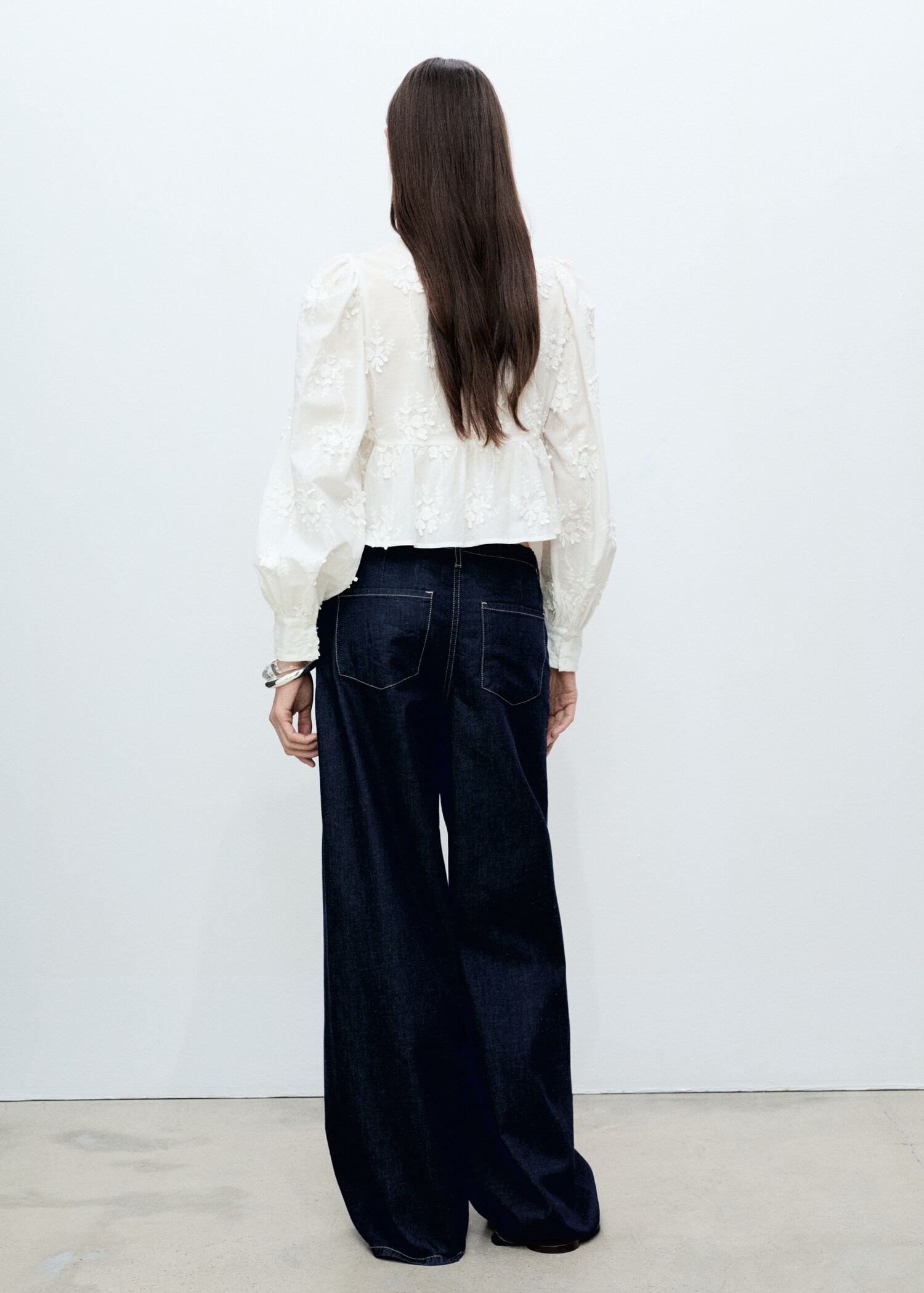 Bluse Baumwolle Blumenstickerei - Rückseite des Artikels