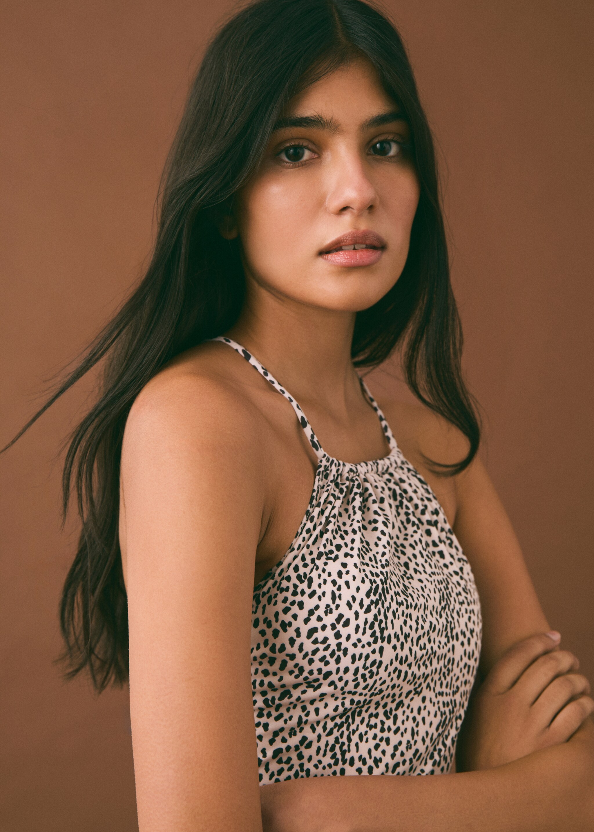 Animal print swimsuit - Details of the article 1, Beige. Ref: 87075745-00.