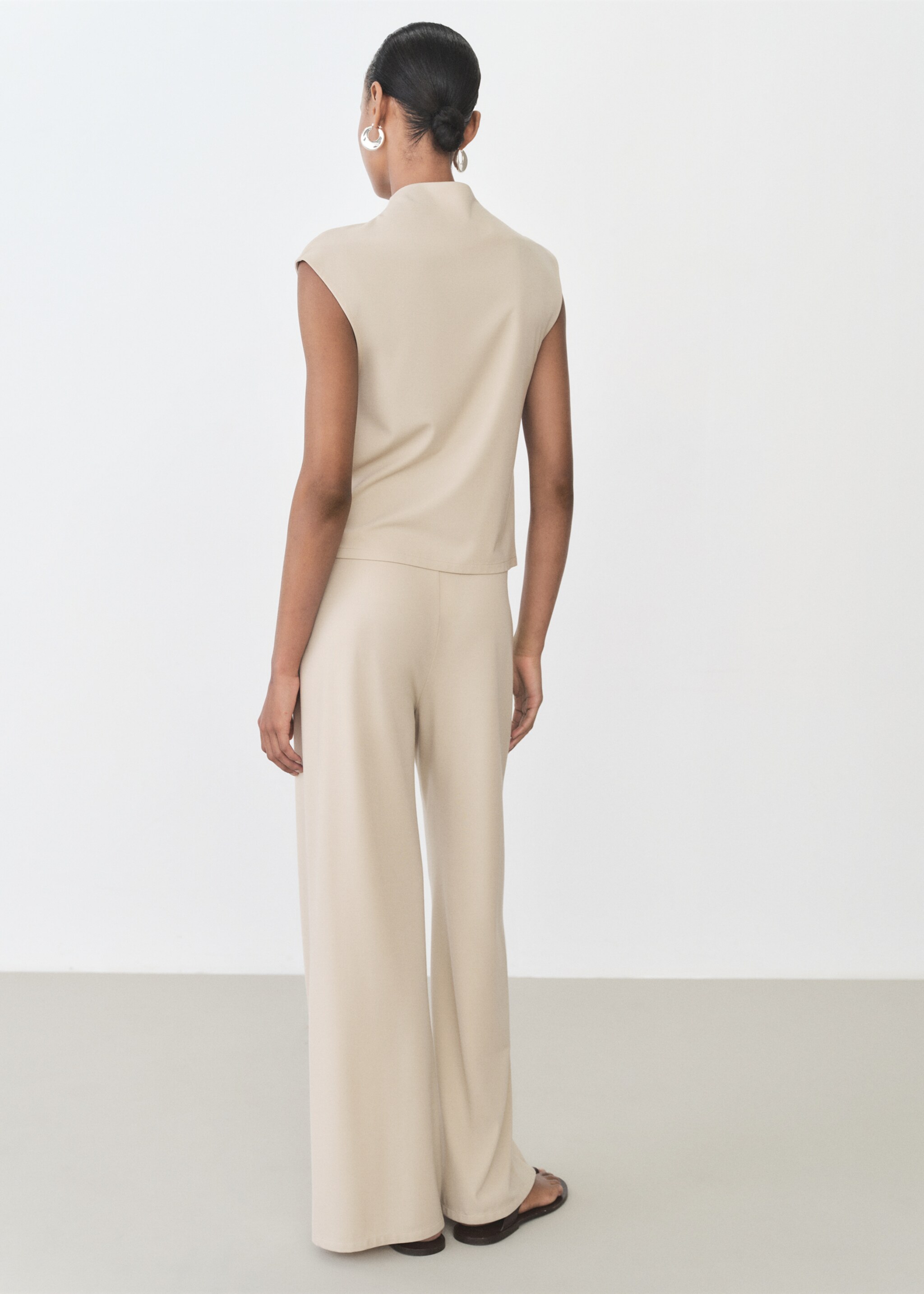 Pantalon wideleg taille élastique - Verso de l’article, Sable. Ref: 87075755-00.
