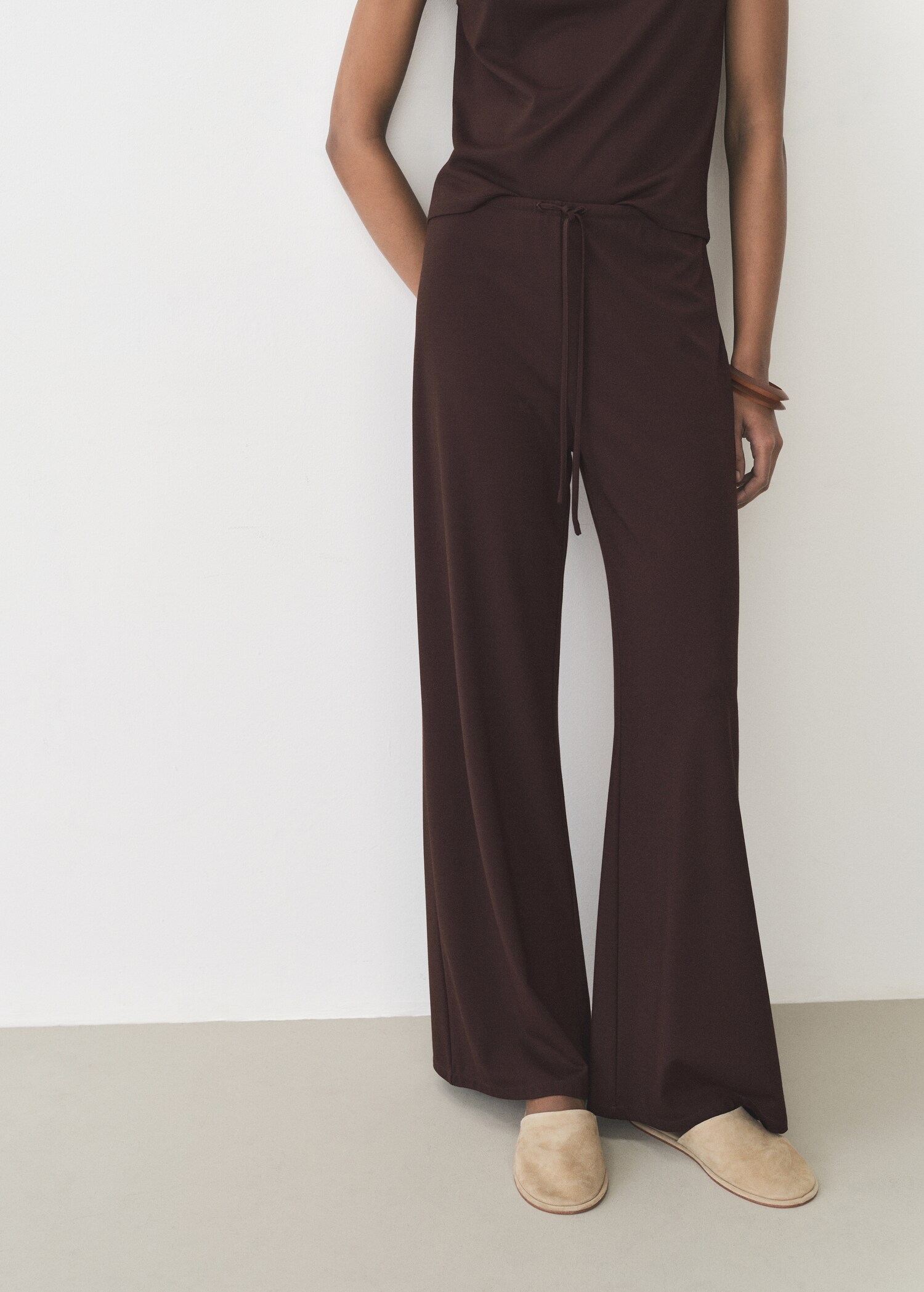 Pantalon wideleg taille élastique - Plan moyen
