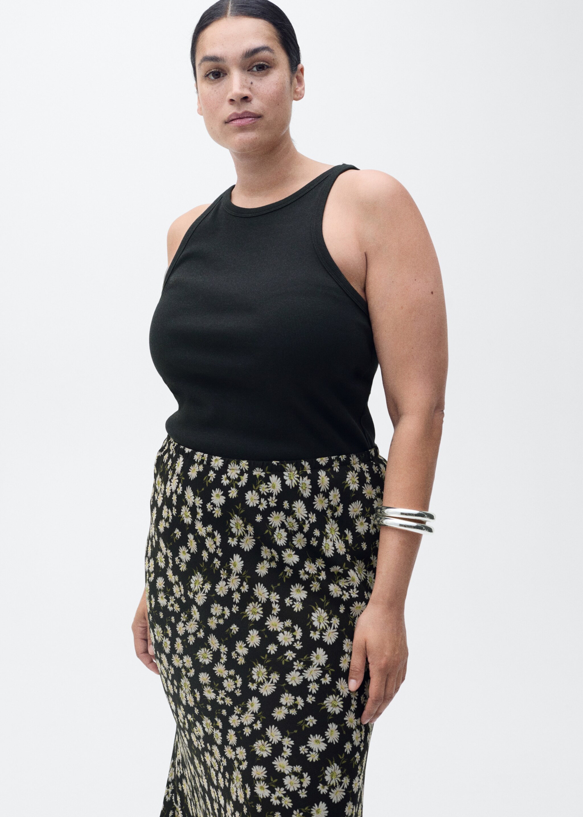 Jupe longue évasée fleurs - Détail de l'article 5, Noir. Ref: 87075757-00.