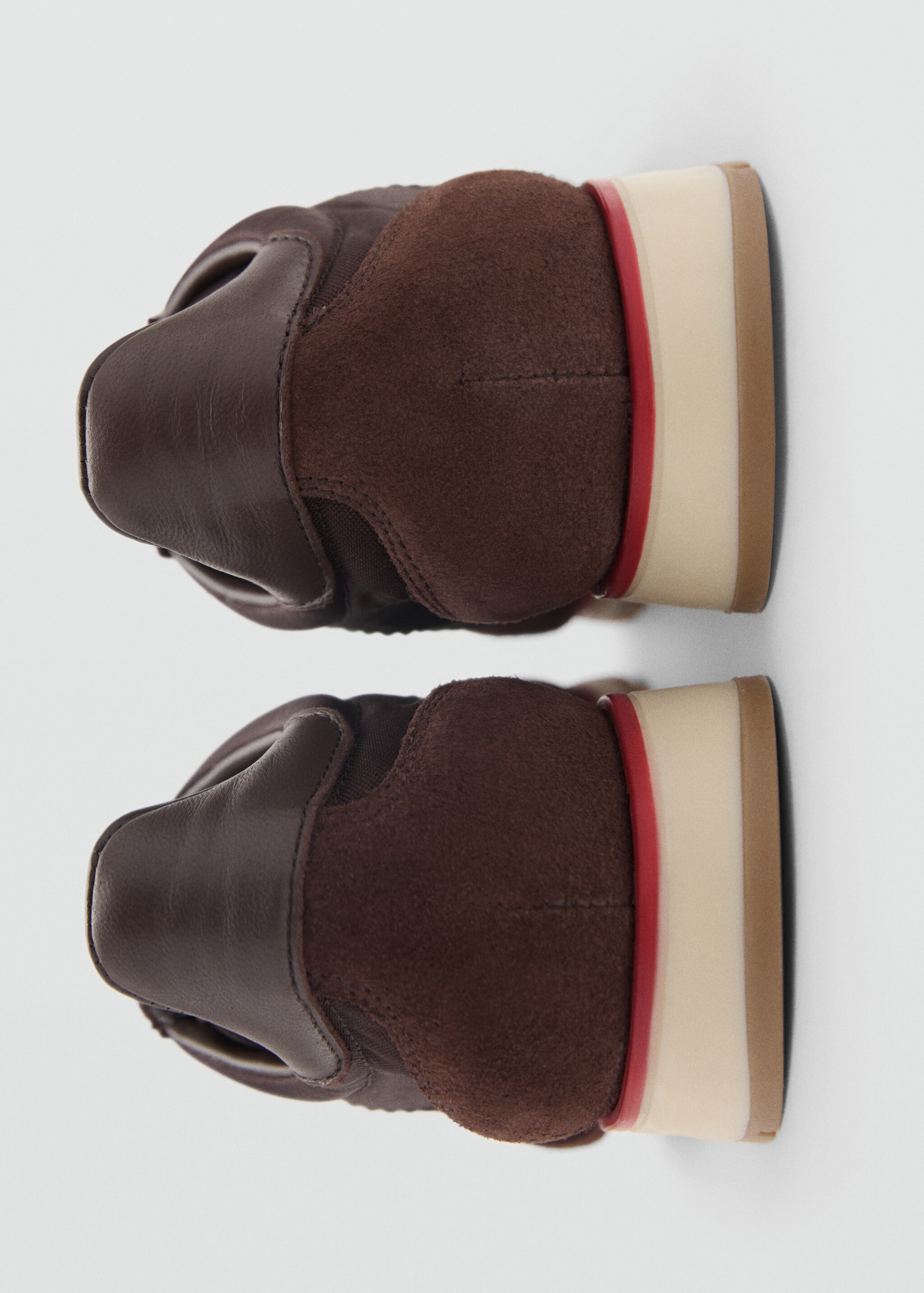 Trainers with contrasting stripe and suede panels - Details of the article 1, Chocolate. Ref: 87075761-00.