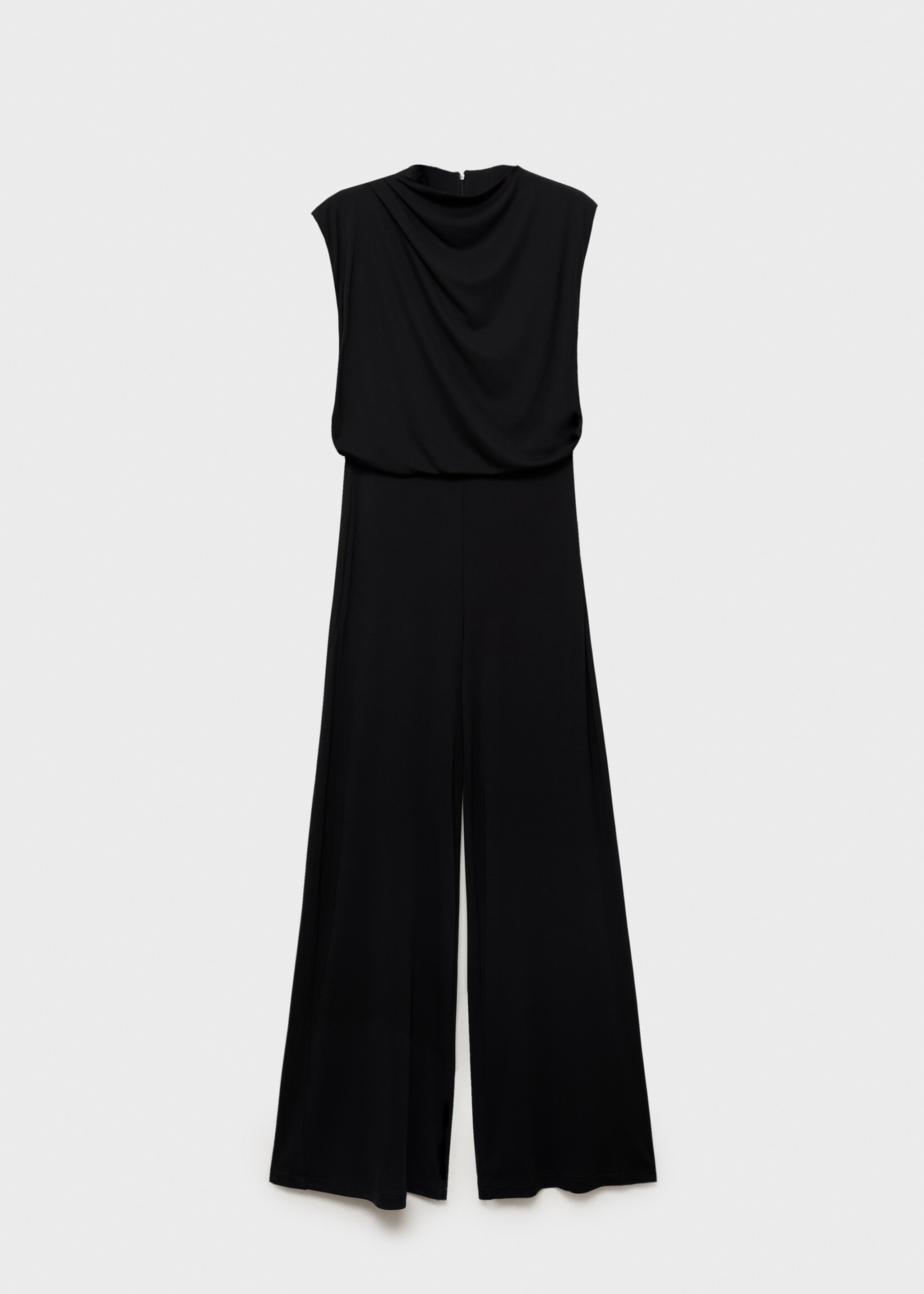 Straight-fit jumpsuit with draped neckline - Article without model, Black. Ref: 87075765-00.