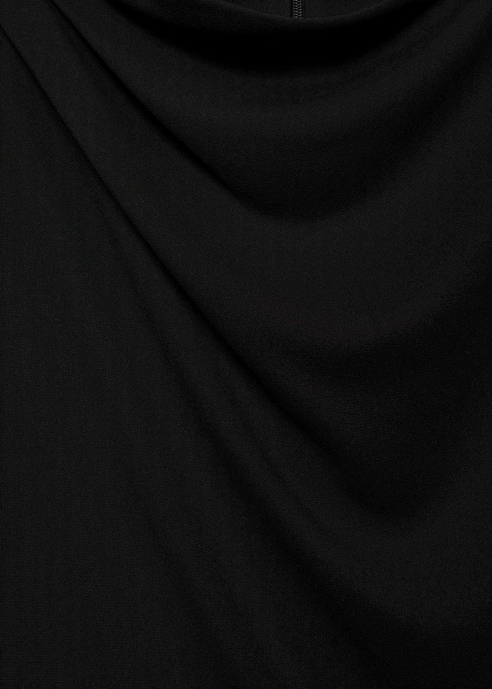 Straight-fit jumpsuit with draped neckline - Details of the article 8, Black. Ref: 87075765-00.