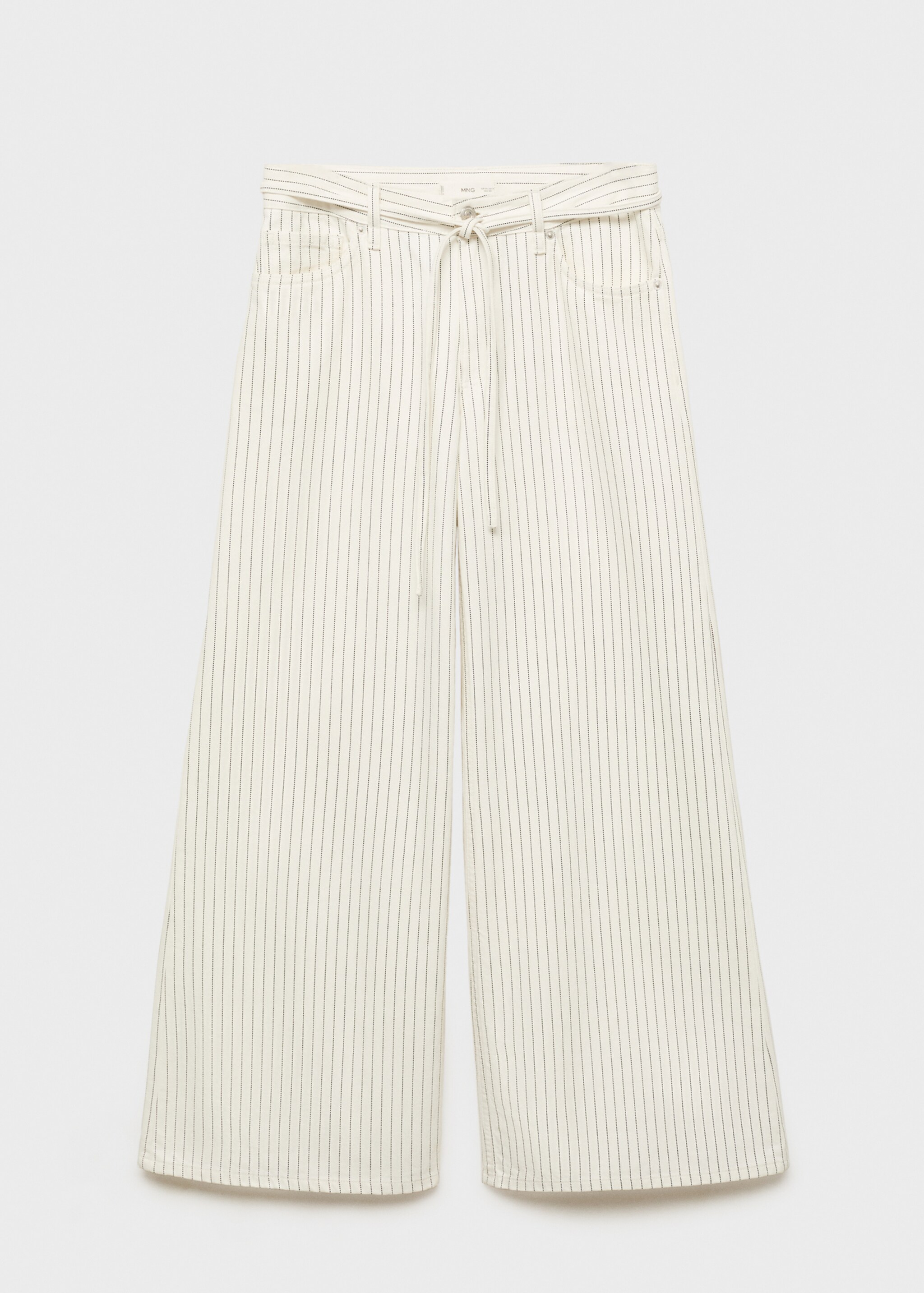 Gestreepte wideleg low-rise jeans met ceintuur - Artikel zonder model, Gebroken wit. Ref: 87075769-00.