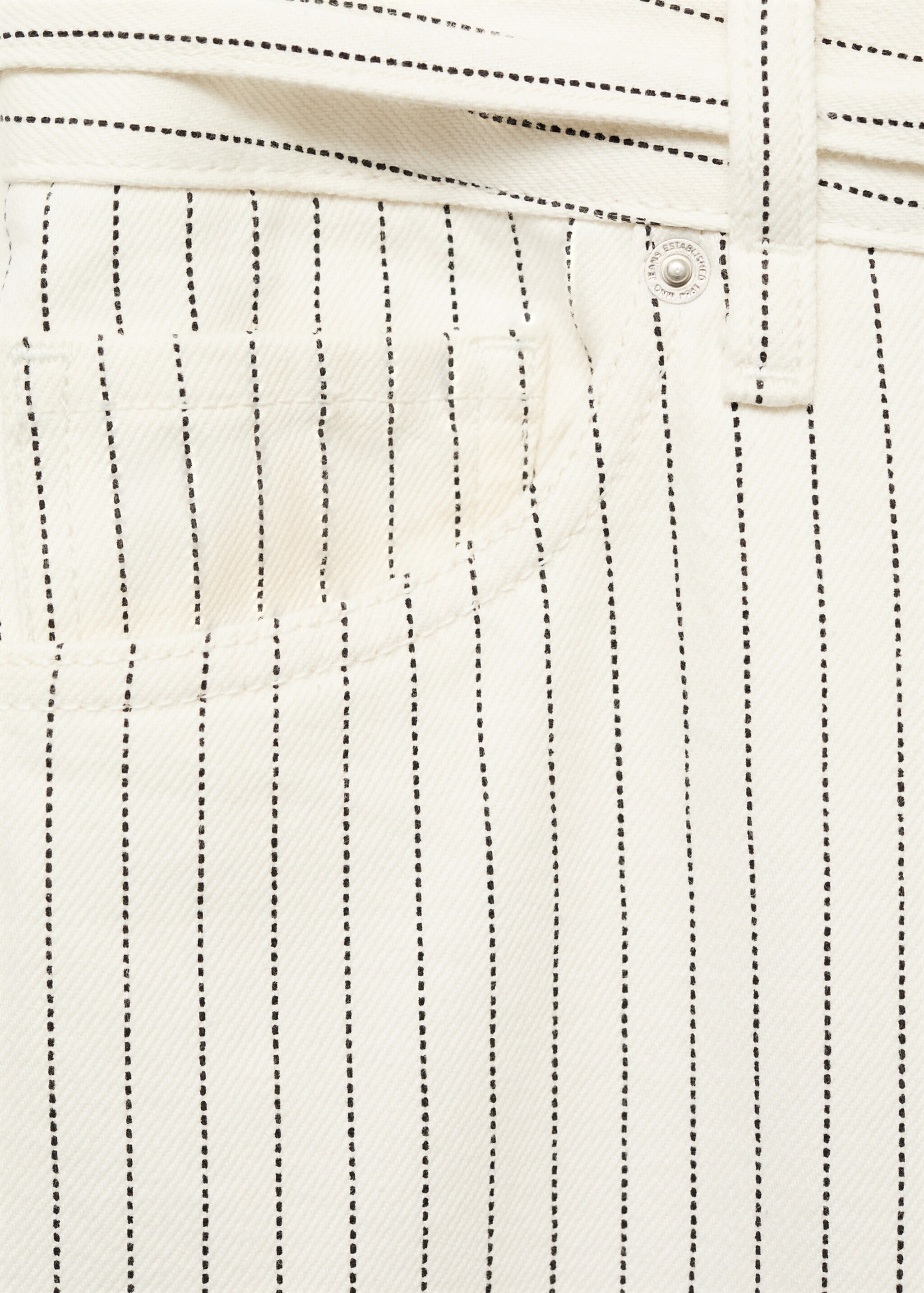 Gestreepte wideleg low-rise jeans met ceintuur - Detail van het artikel 0, Gebroken wit. Ref: 87075769-00.