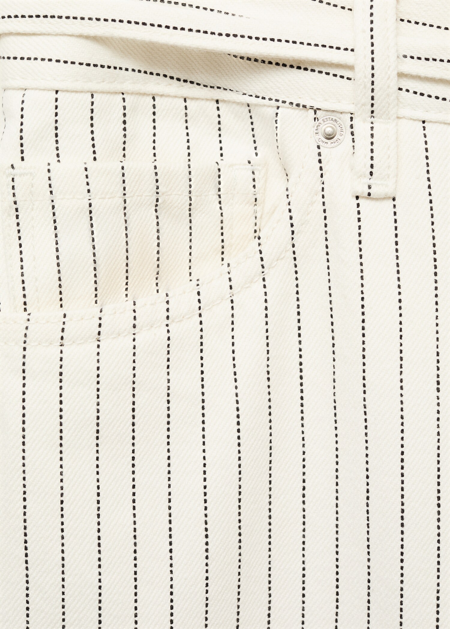 Wide leg jeans with stripes and belt - Details of the article 0