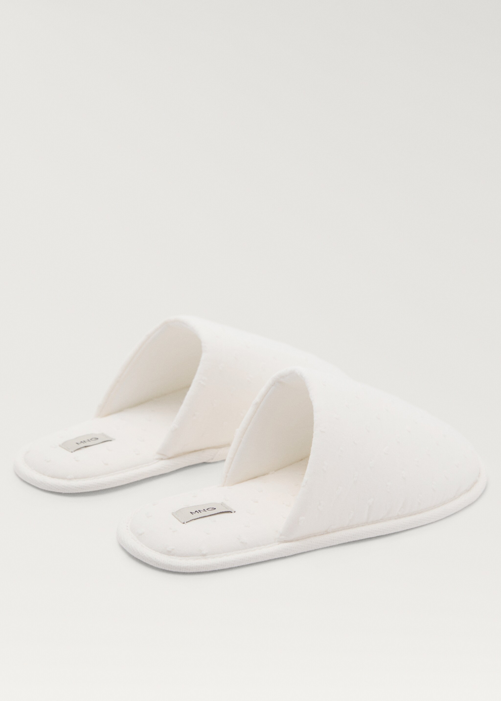 Tofflor i våfflad bomull - Detaljer om artikeln 1, Vit. Ref: 87075917-00.