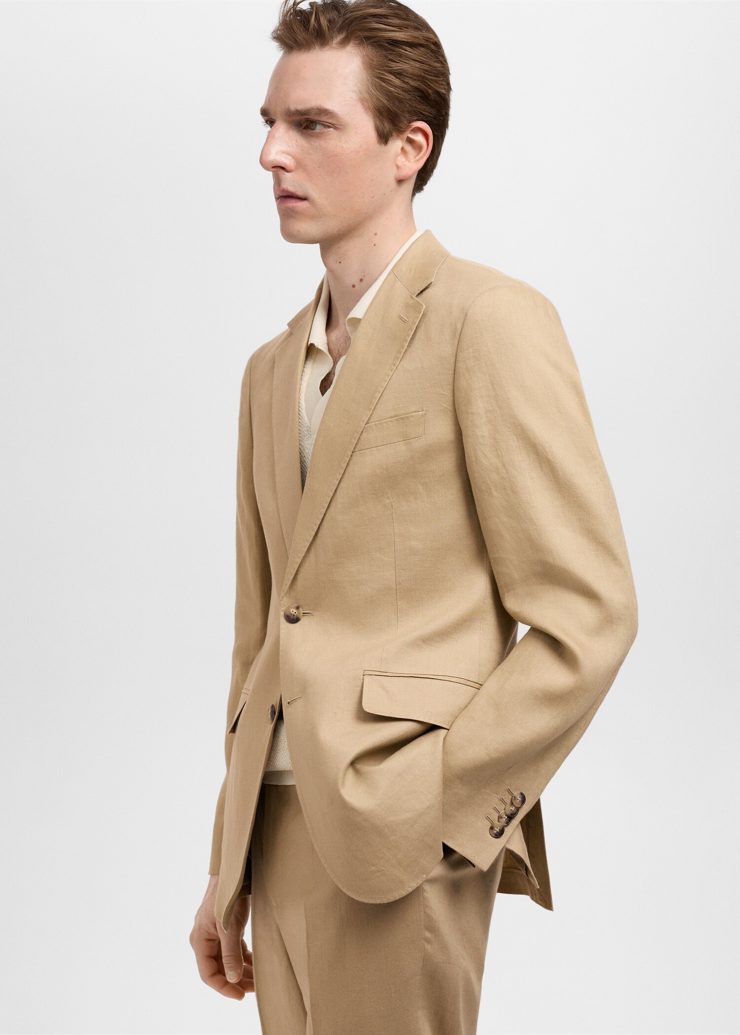 Amalfi 100% linen slim-fit suit jacket - Details of the article 2