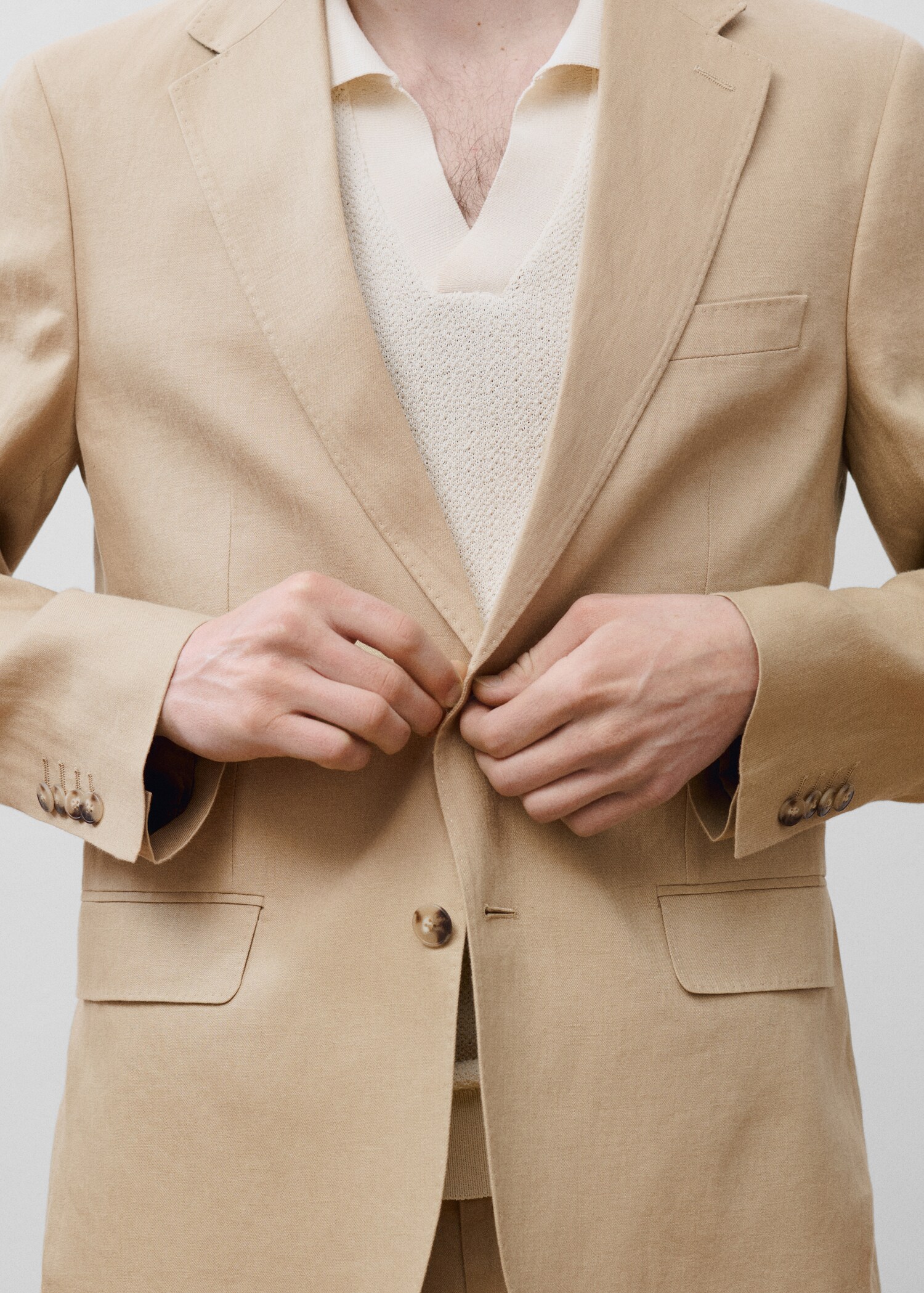Amalfi 100% linen slim-fit suit jacket - Details of the article 5