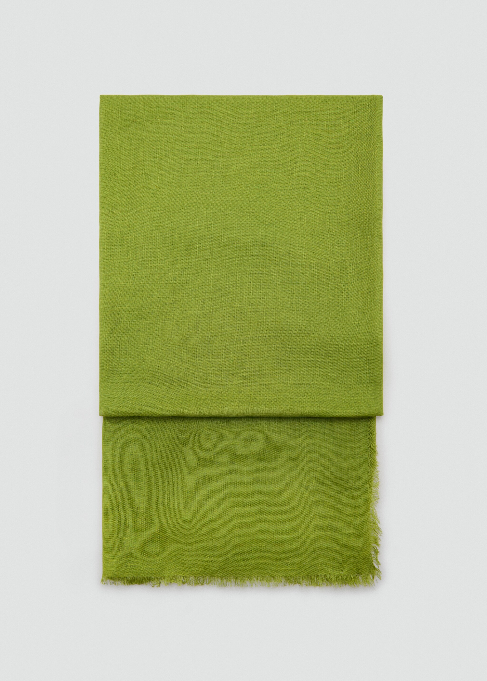 Linen-blend scarf with frayed ends - Article without model, Green. Ref: 87075924-00.