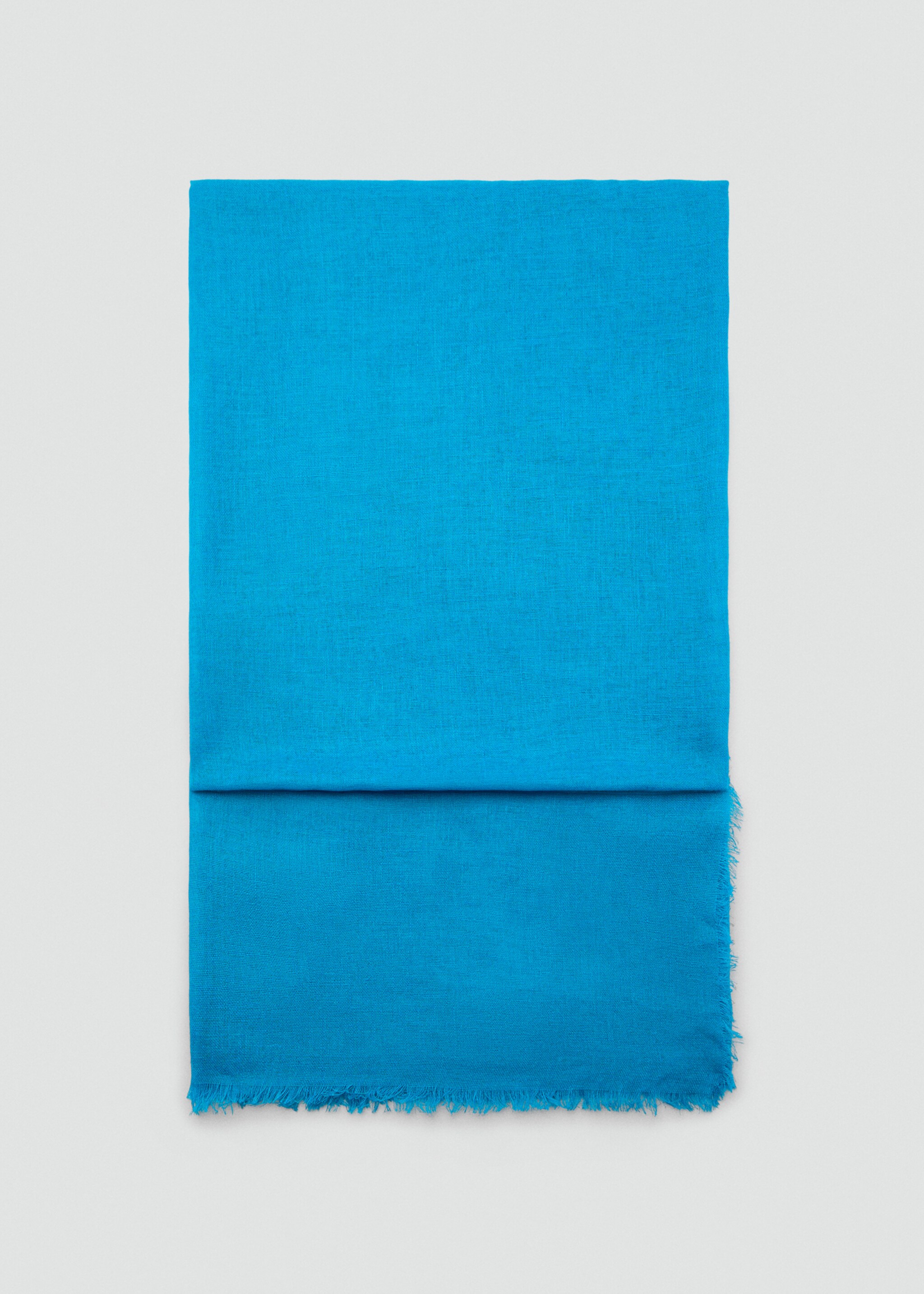 Linen-blend scarf with frayed ends - Article without model, Blue. Ref: 87075924-00.