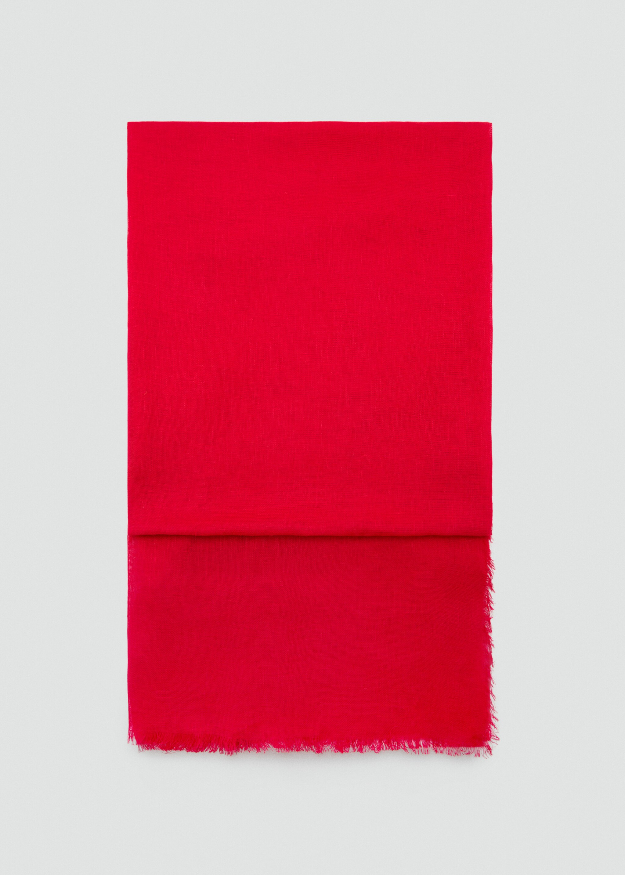Linen-blend scarf with frayed ends - Article without model, Red. Ref: 87075924-00.