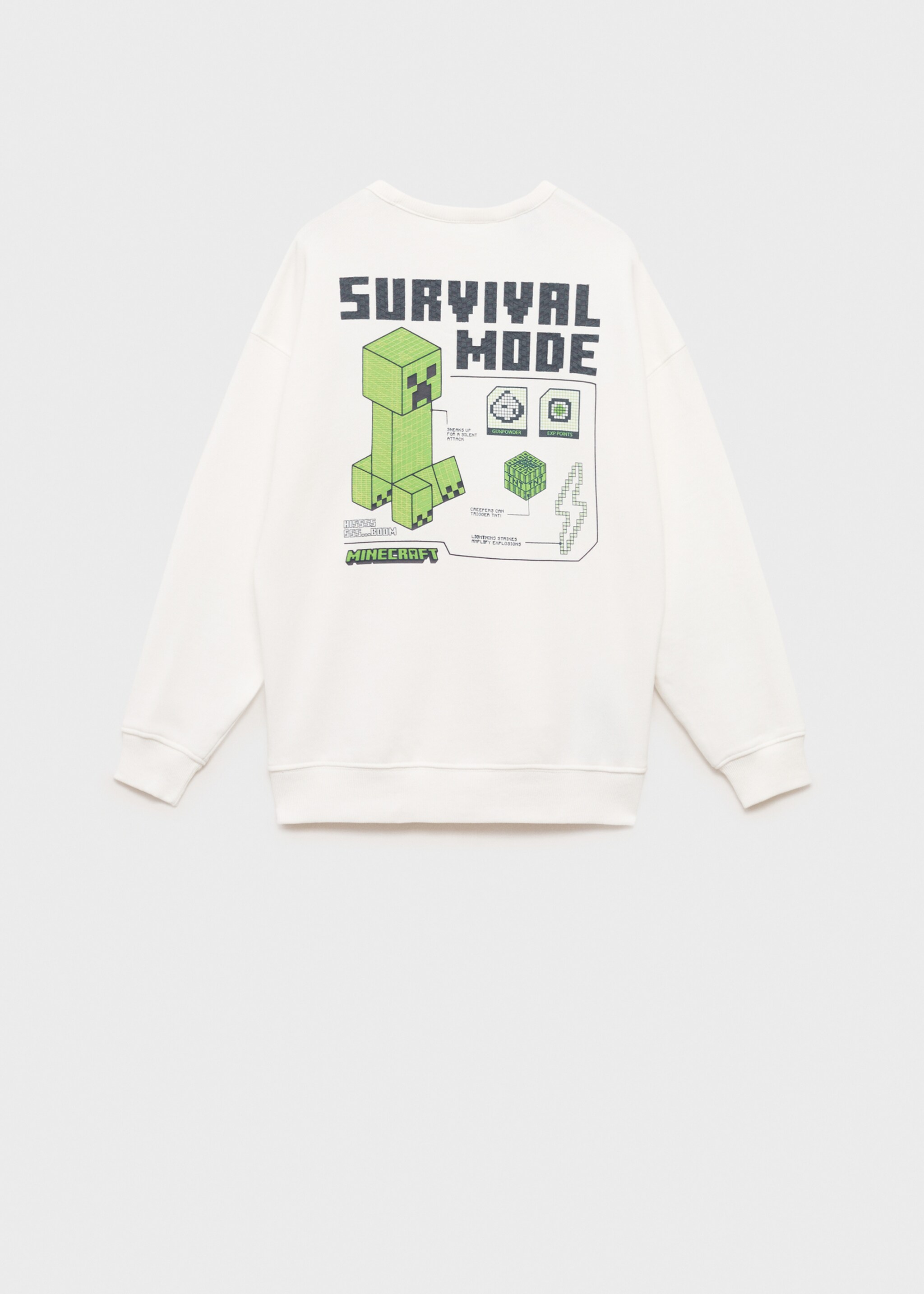 Sweatshirt Minecraft - Rückseite des Artikels, Cremeweiß. Ref: 87075931-00.