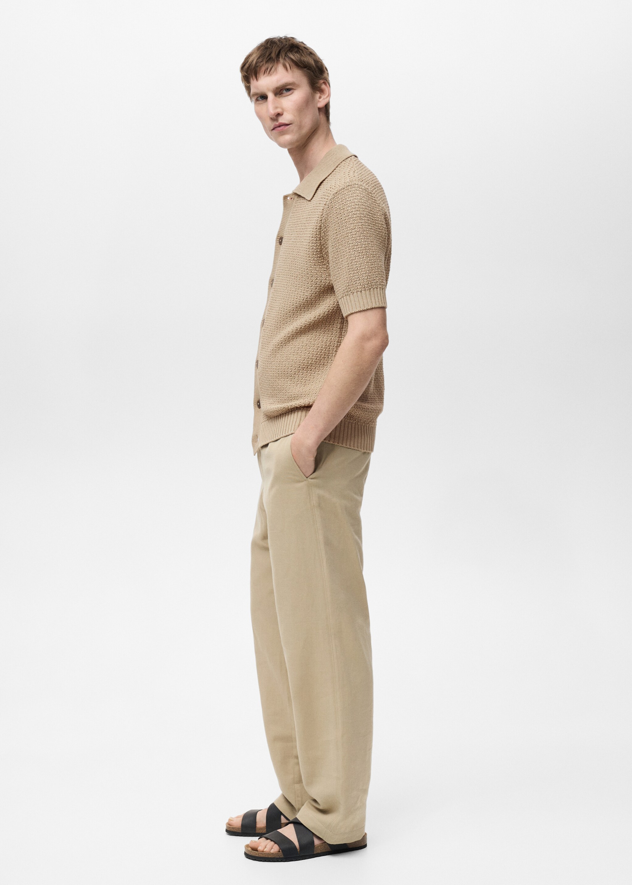 Cotton knit shirt - Details of the article 2, Beige. Ref: 87075933-00.