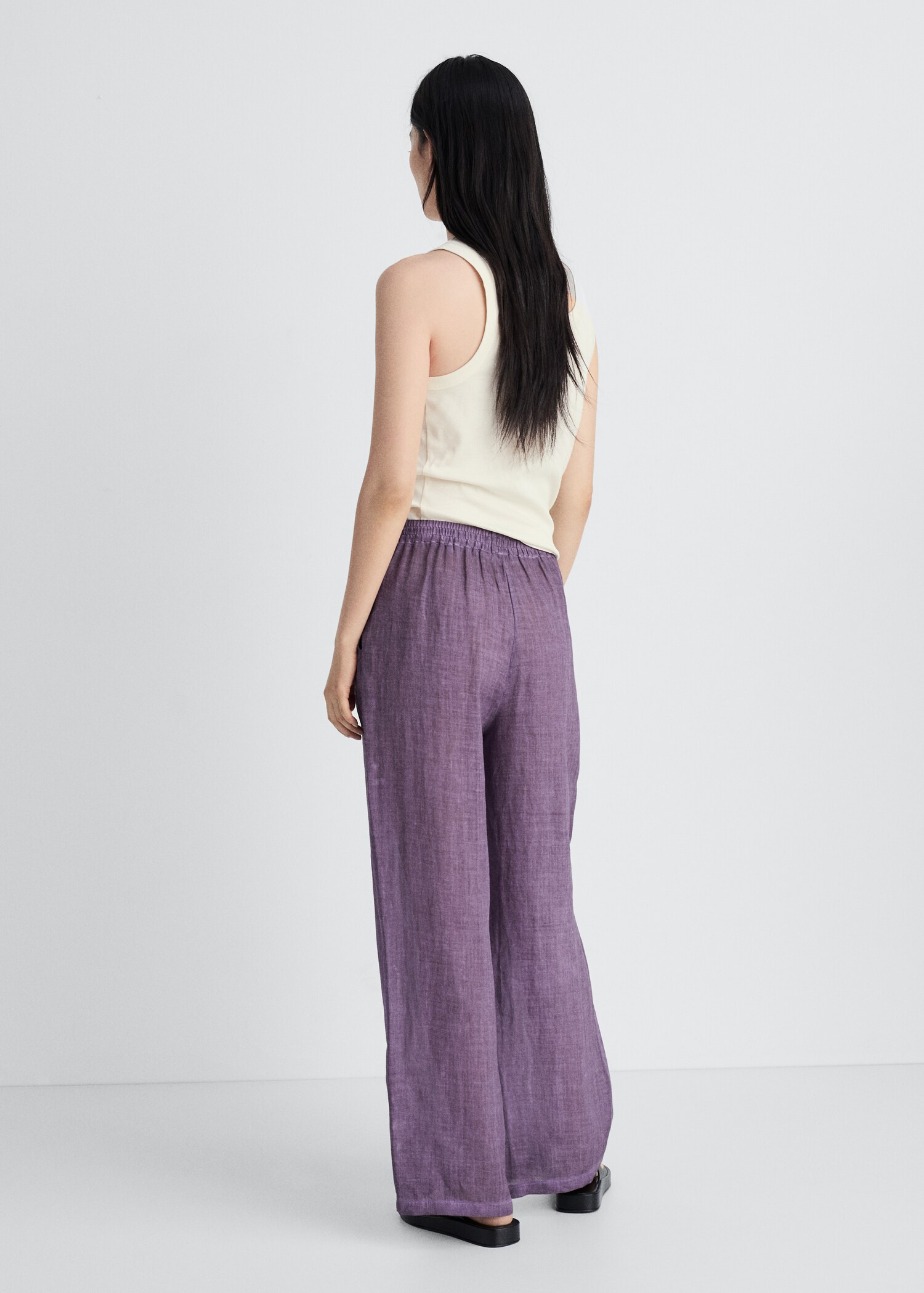 Overdyed-design ramie trousers - Reverse of the article