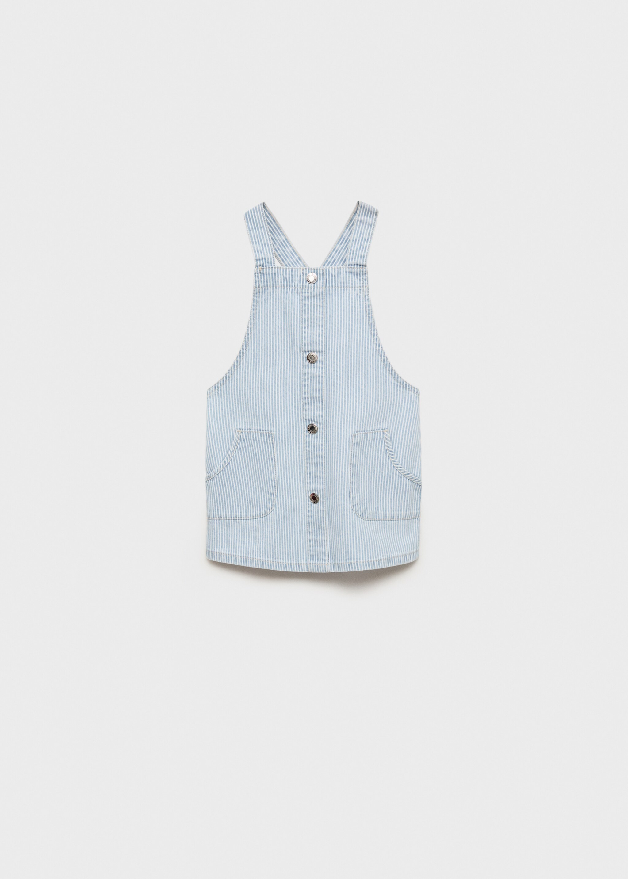 Striped denim pinafore - Article without model, Light Blue. Ref: 87075936-00.